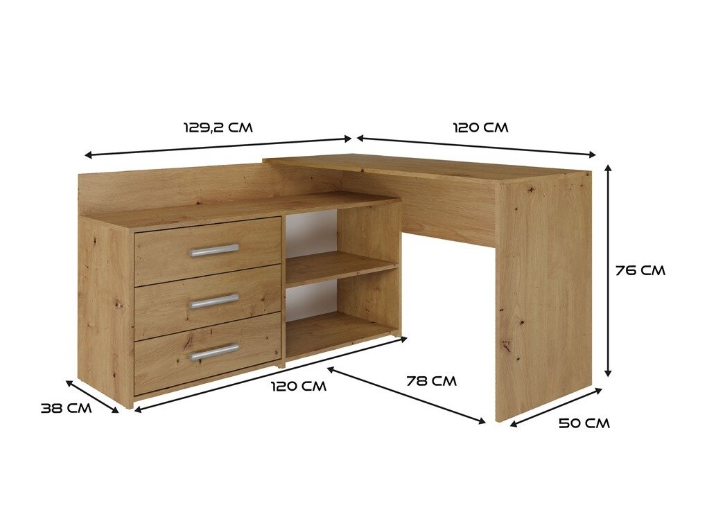 Hjørneskrivebord Mandeville 131 (Artisan eg)