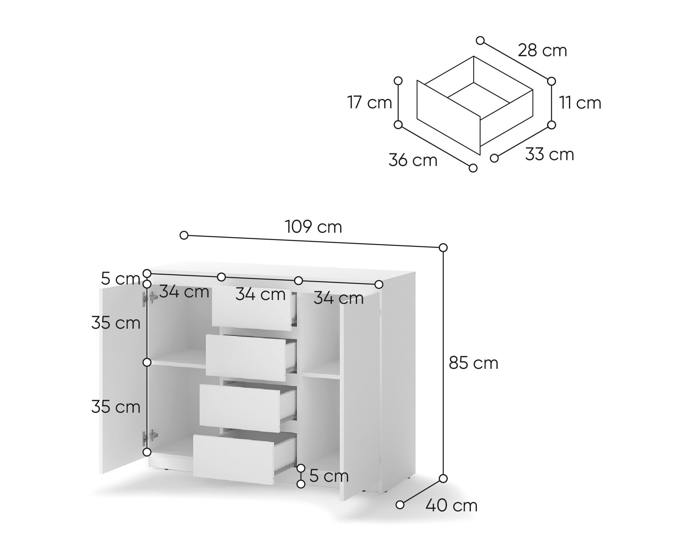 Ladekast Cirdelu 105 (Wit)
