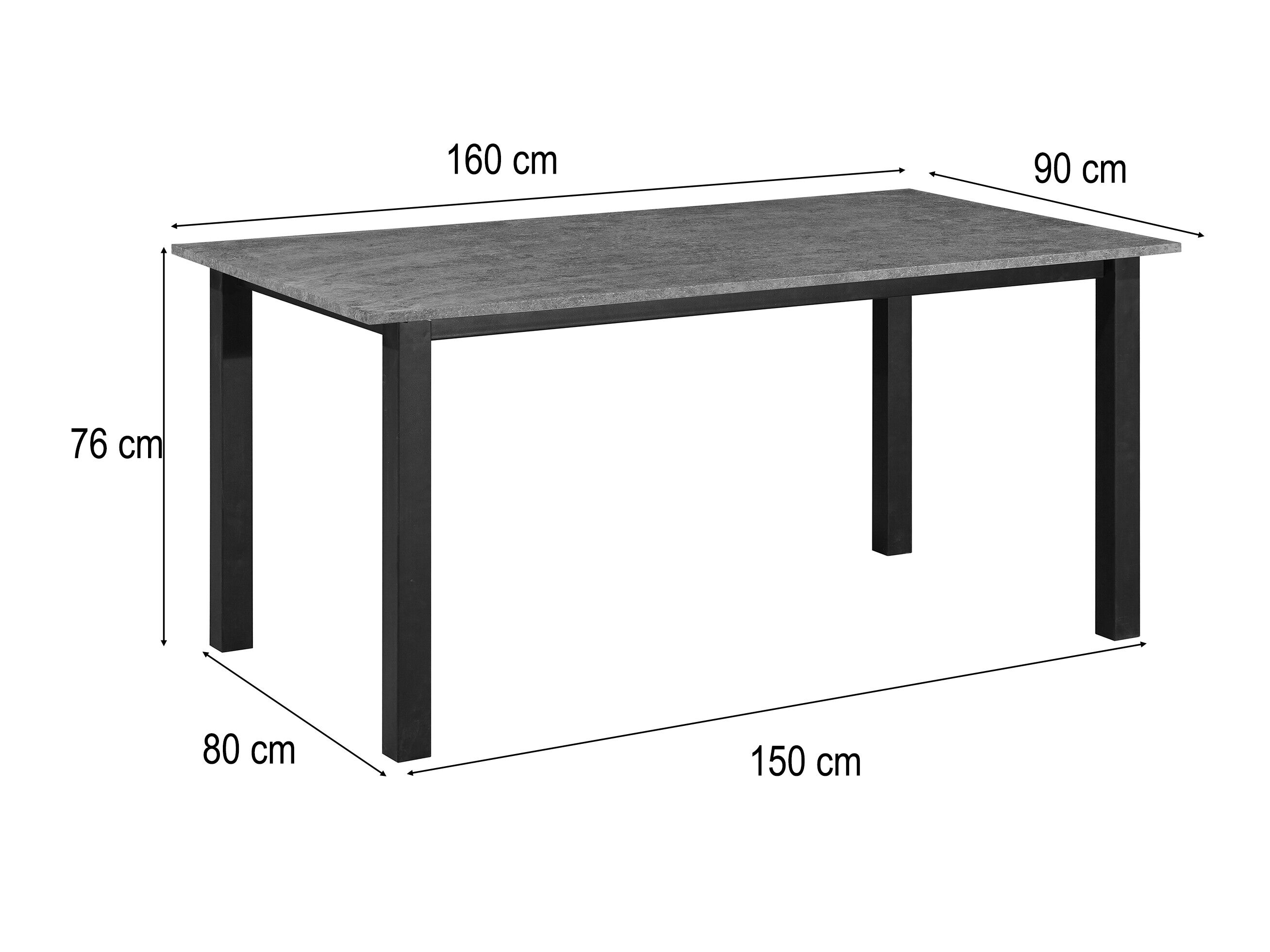 Mesa Denton 1549 (Negro + Hormigón)