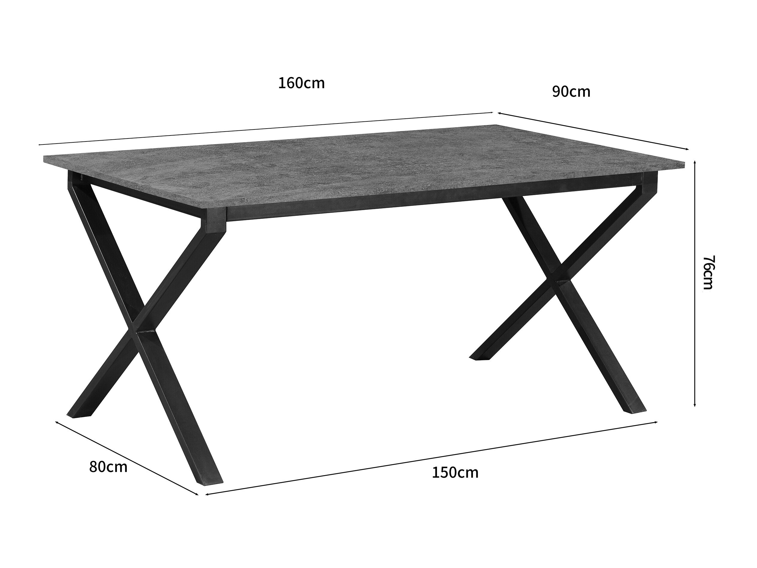 Stalas Denton 1555 (Juoda + Betonas)