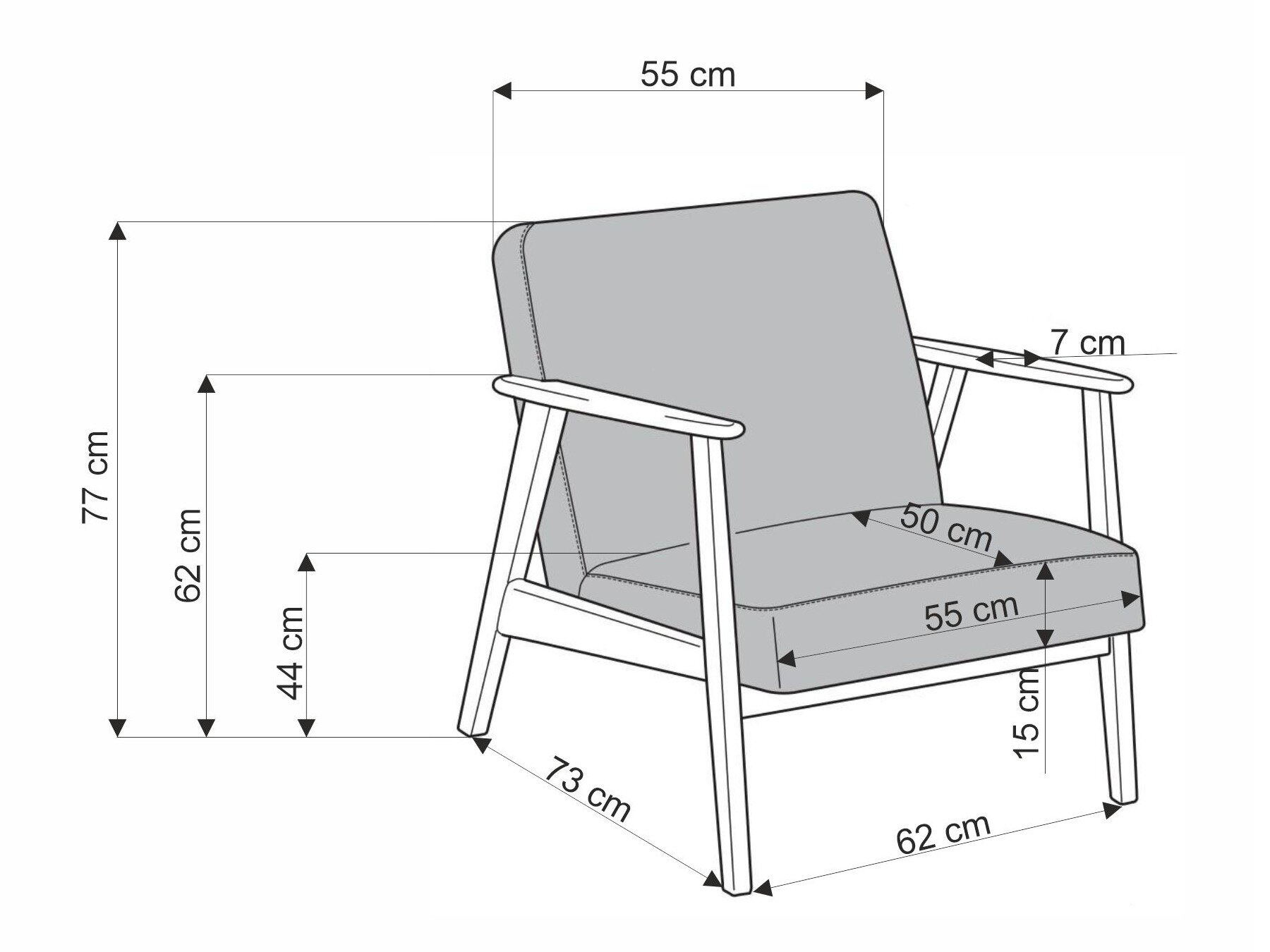 Lænestol Houston 2116 (Mørkegrøn + Valnød)