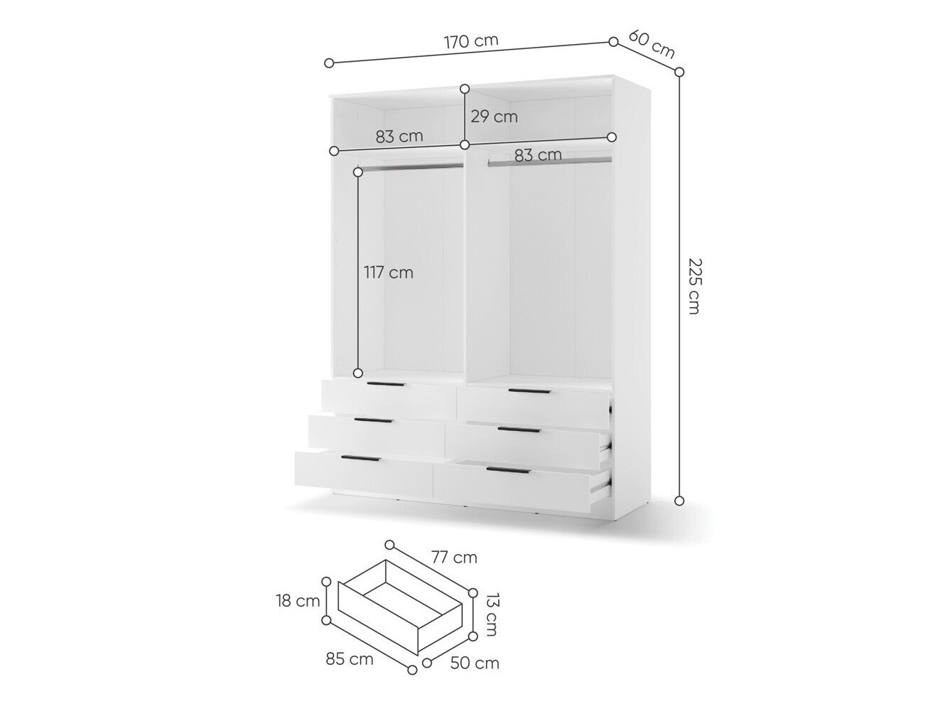 Garderobeskab Fresno 182 (Hvid)