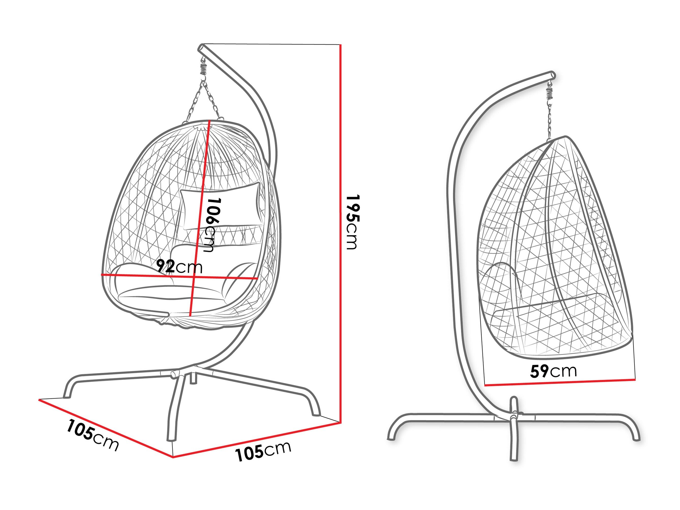 Hængestol Richardson 140 (Fløde + Sort)