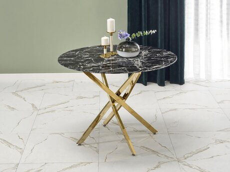Tafel Houston 1538 (Gouden + Zwart marmer)