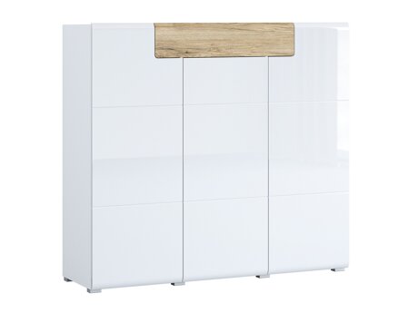 Kommode Torsone 112 (Hvid + Glansfuld hvid + San remo eg)