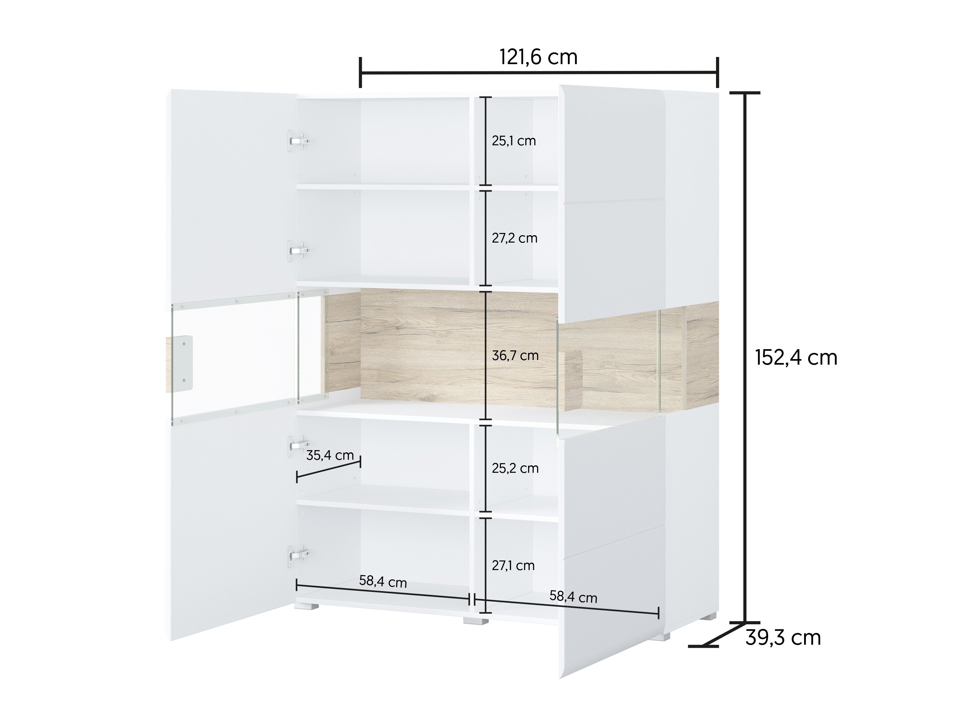 Reol Torsone 107 (Hvid + Glansfuld hvid)