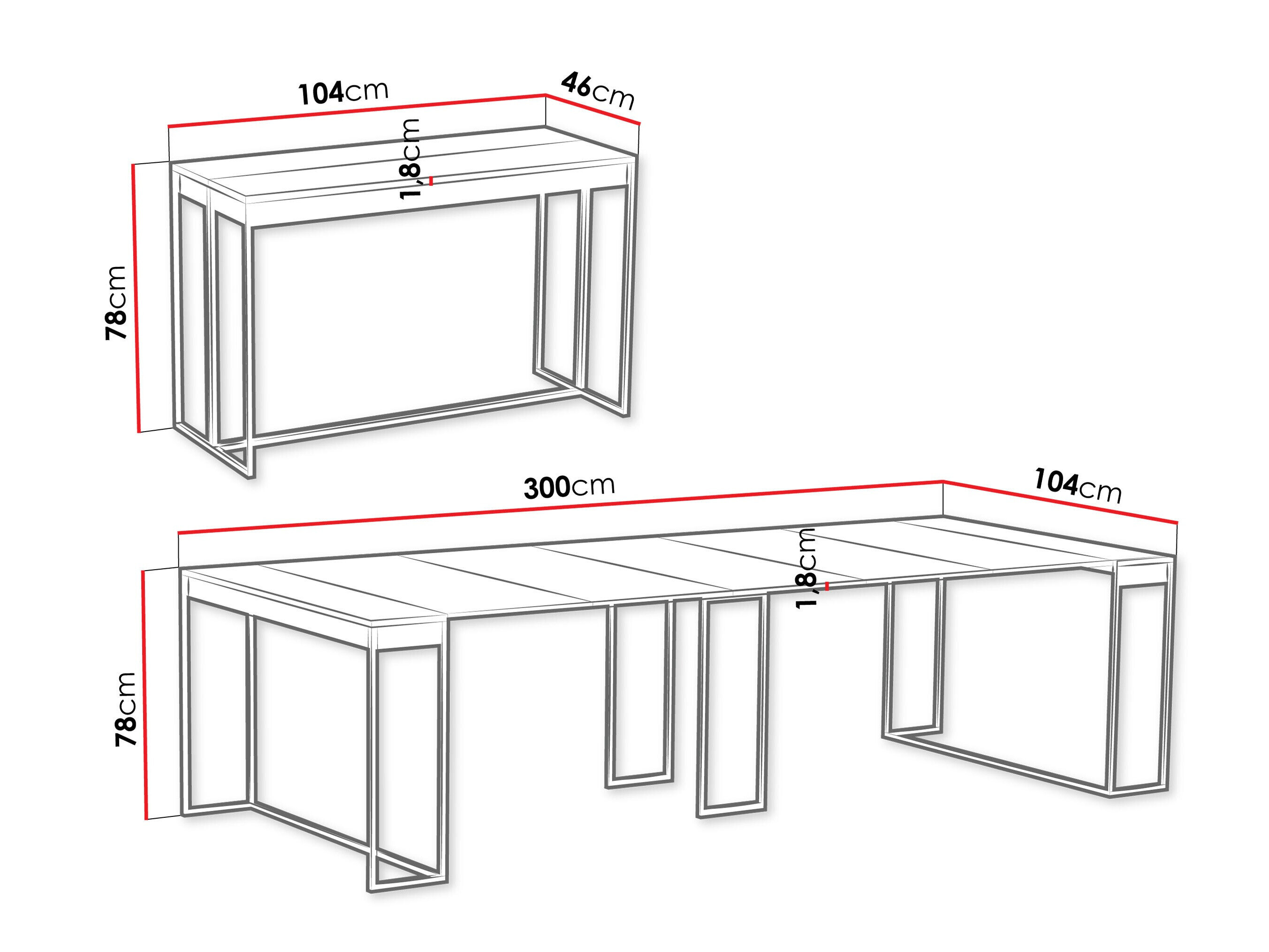 Klapbord Oswego 180 (Hvid marmor + Kashmir)