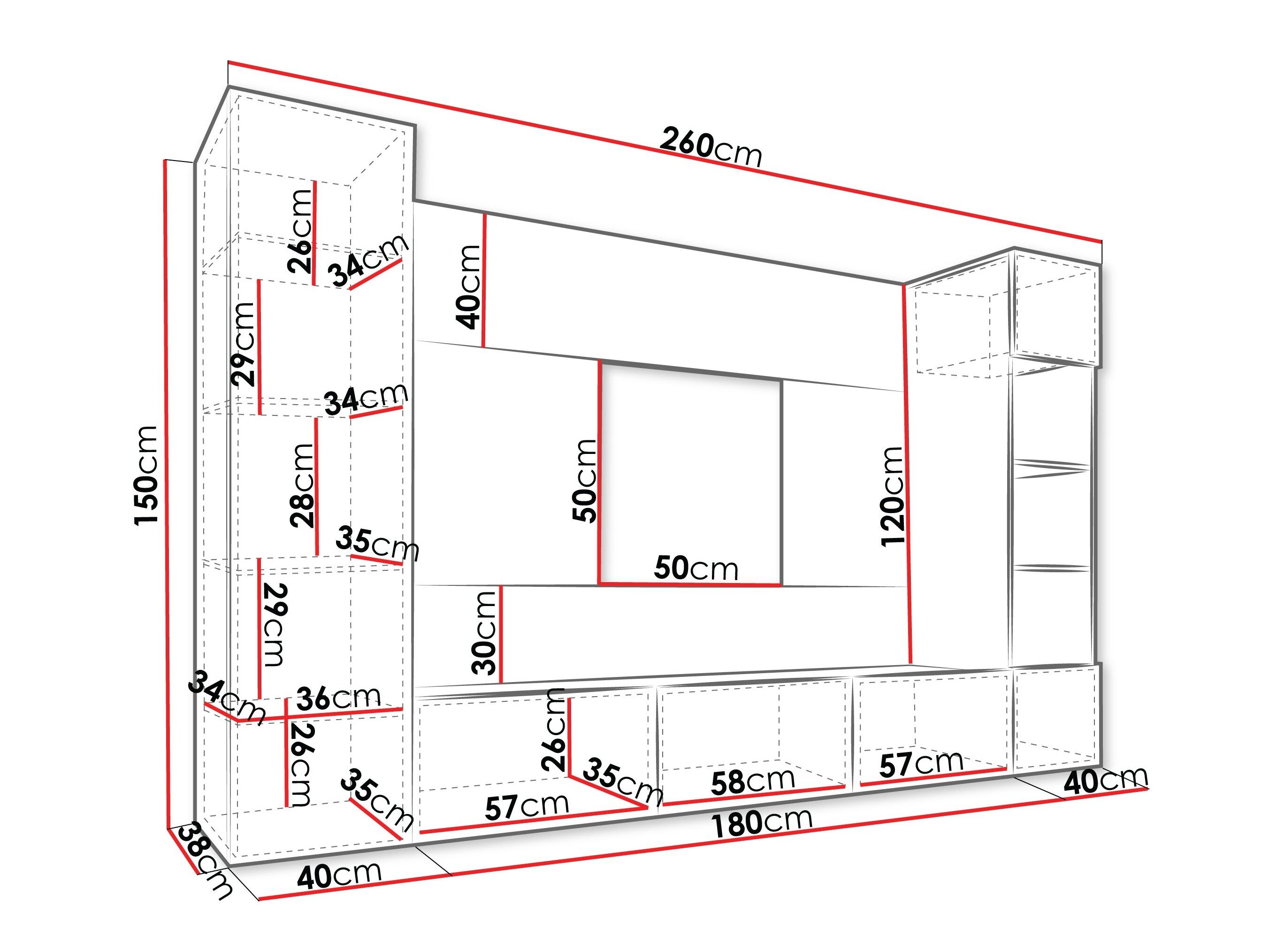 Stuemøbelsæt Comfivo Salix IV (Valnød + Lys travertin)