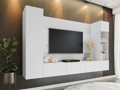 Woonkamerset Comfivo Salix IV (Wit + Wit marmer)