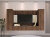 Woonkamerset Comfivo Salix V (Notenhout + Licht Travertine)