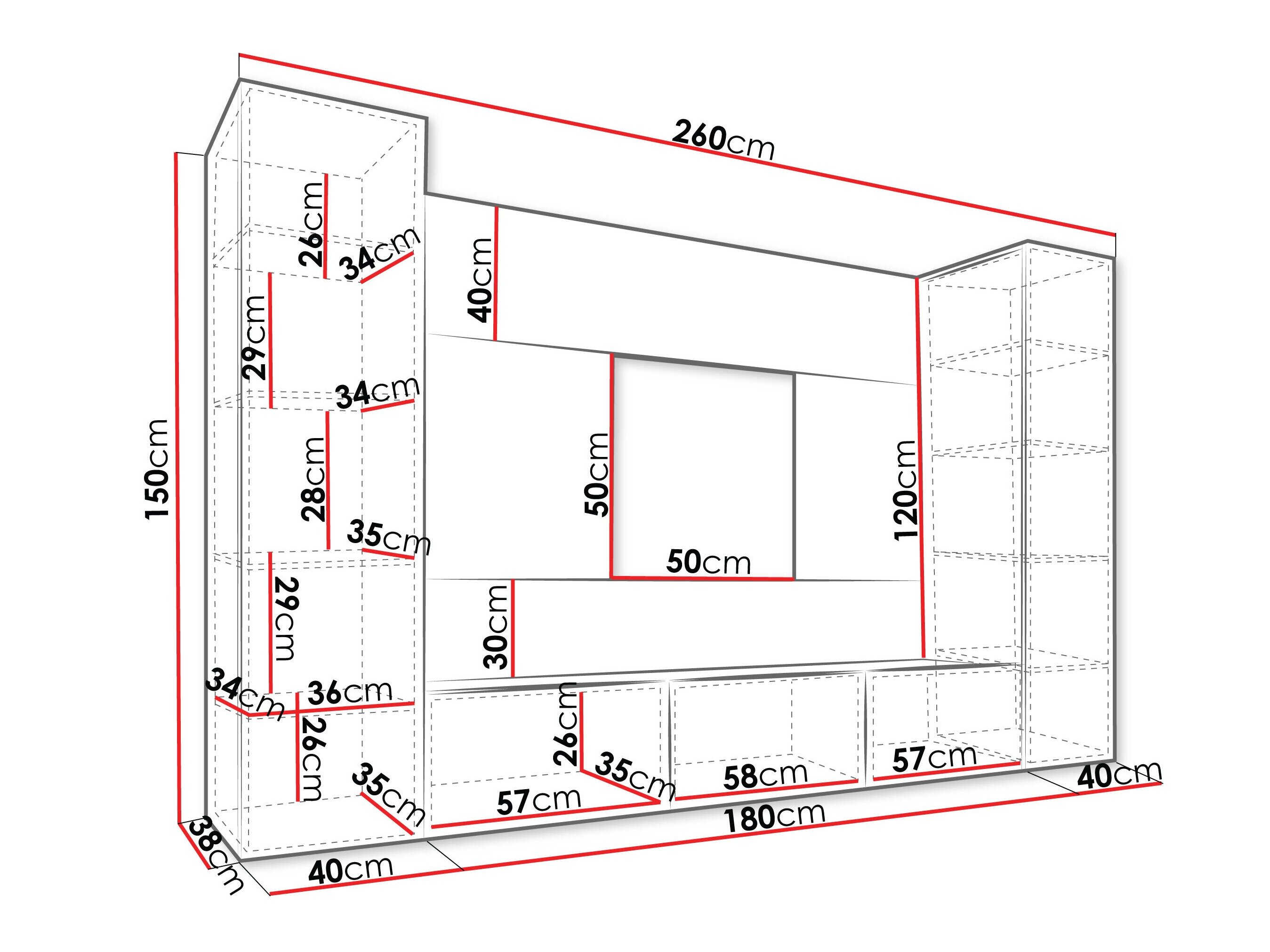 Woonkamerset Comfivo Salix V (Wit + Wit marmer)