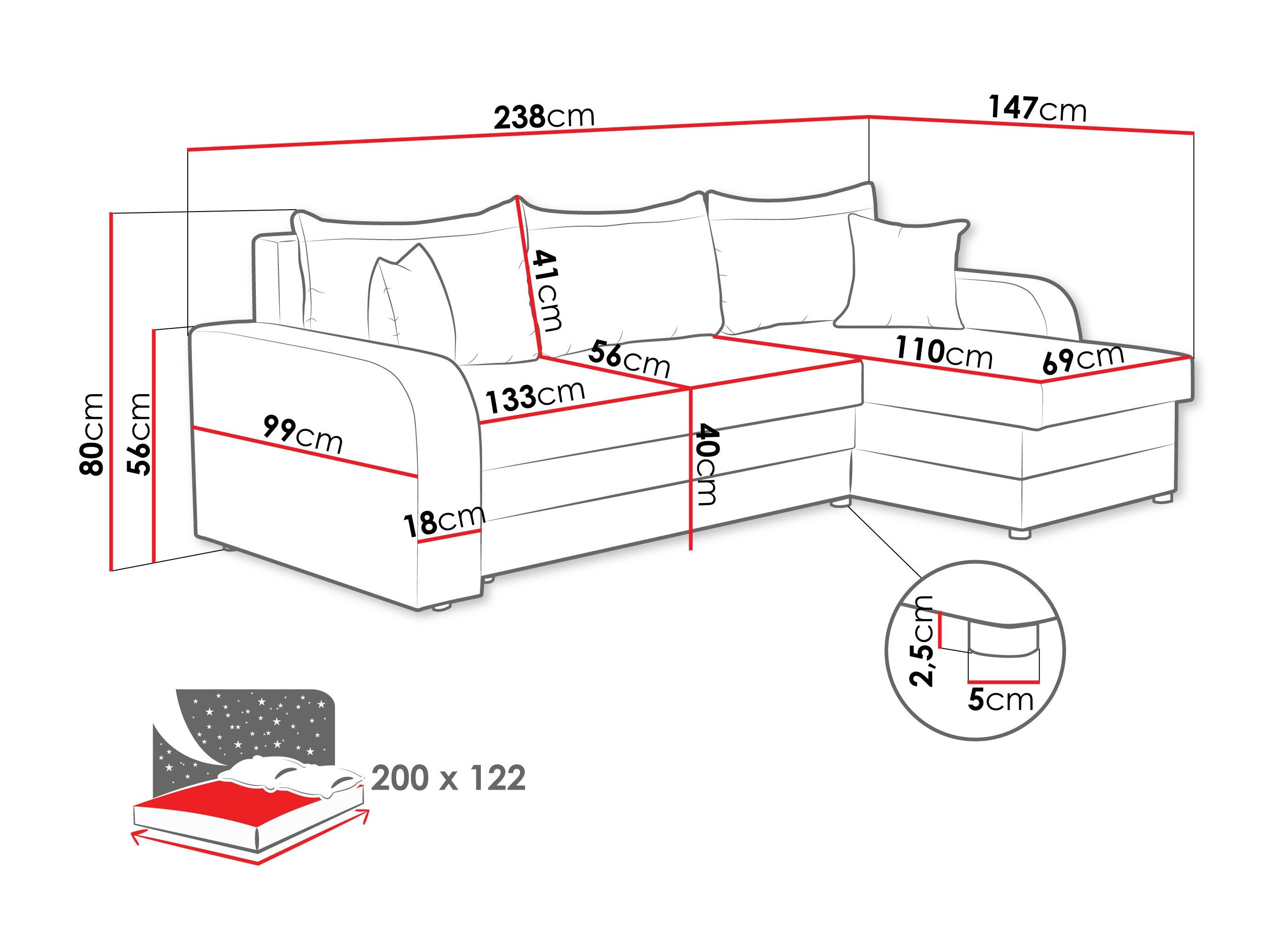 Hjørnesofa Comfivo Melissa (Lumo 40)