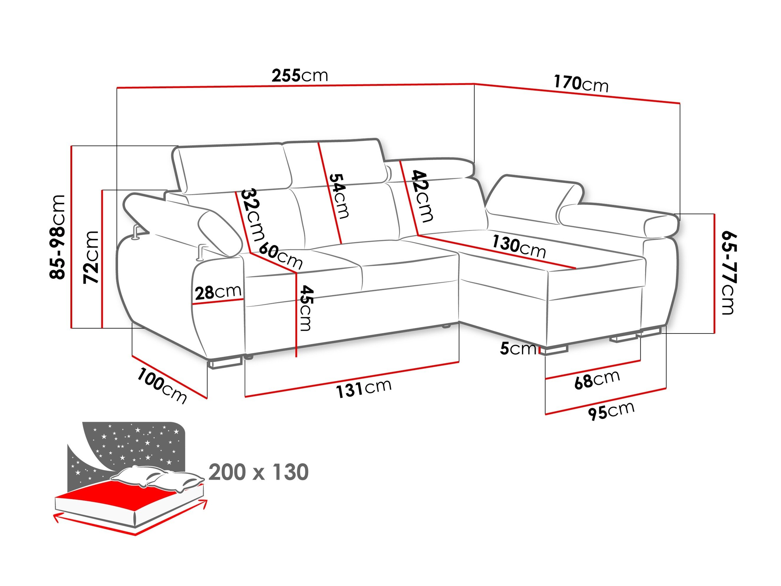 Hjørnesofa Columbus 132 (Flow 10)