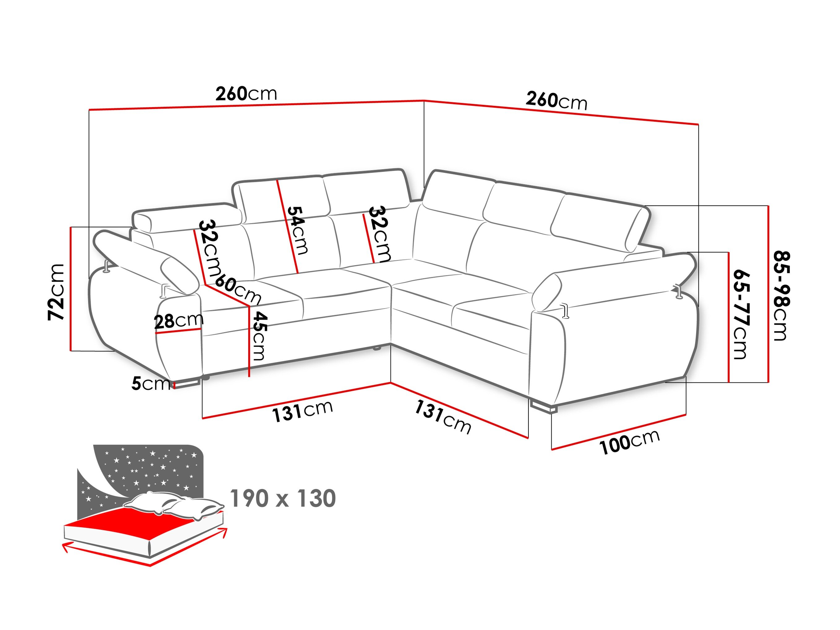 Hjørnesofa Columbus 215 (Flow 10)