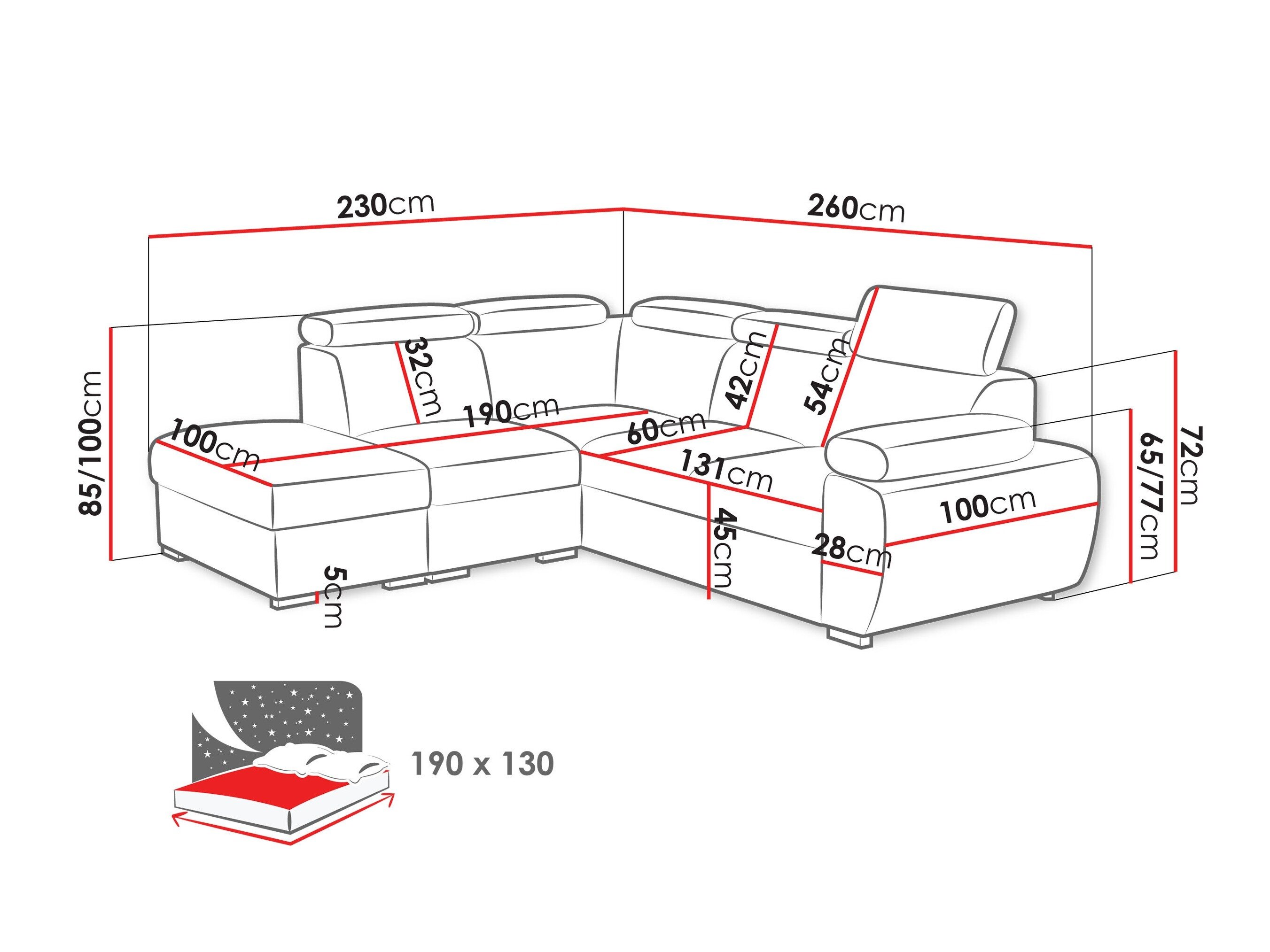 Hoekbank Columbus 228 (Aragon 80)