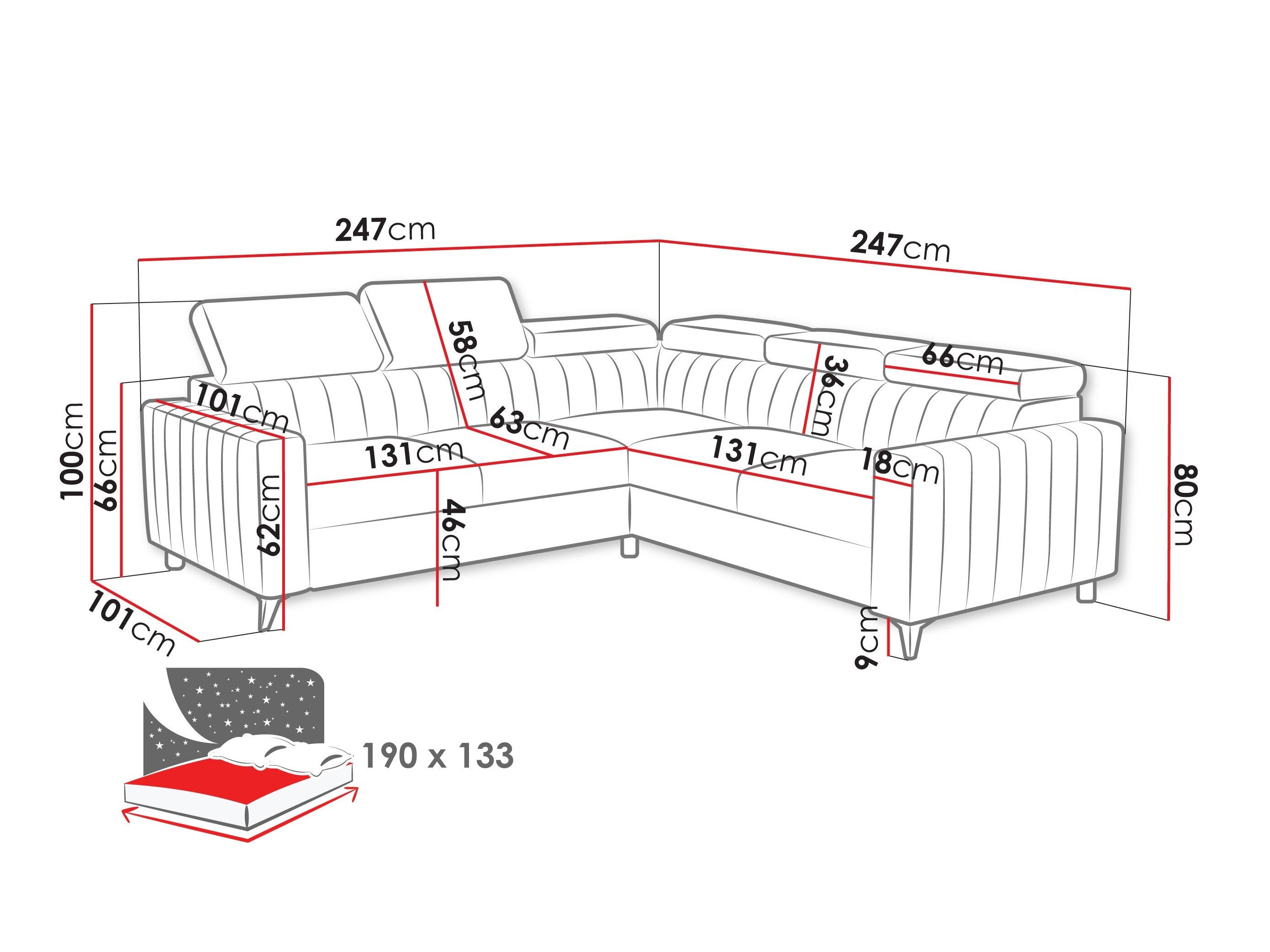 Hjørnesofa Columbus 201 (Flow 03)