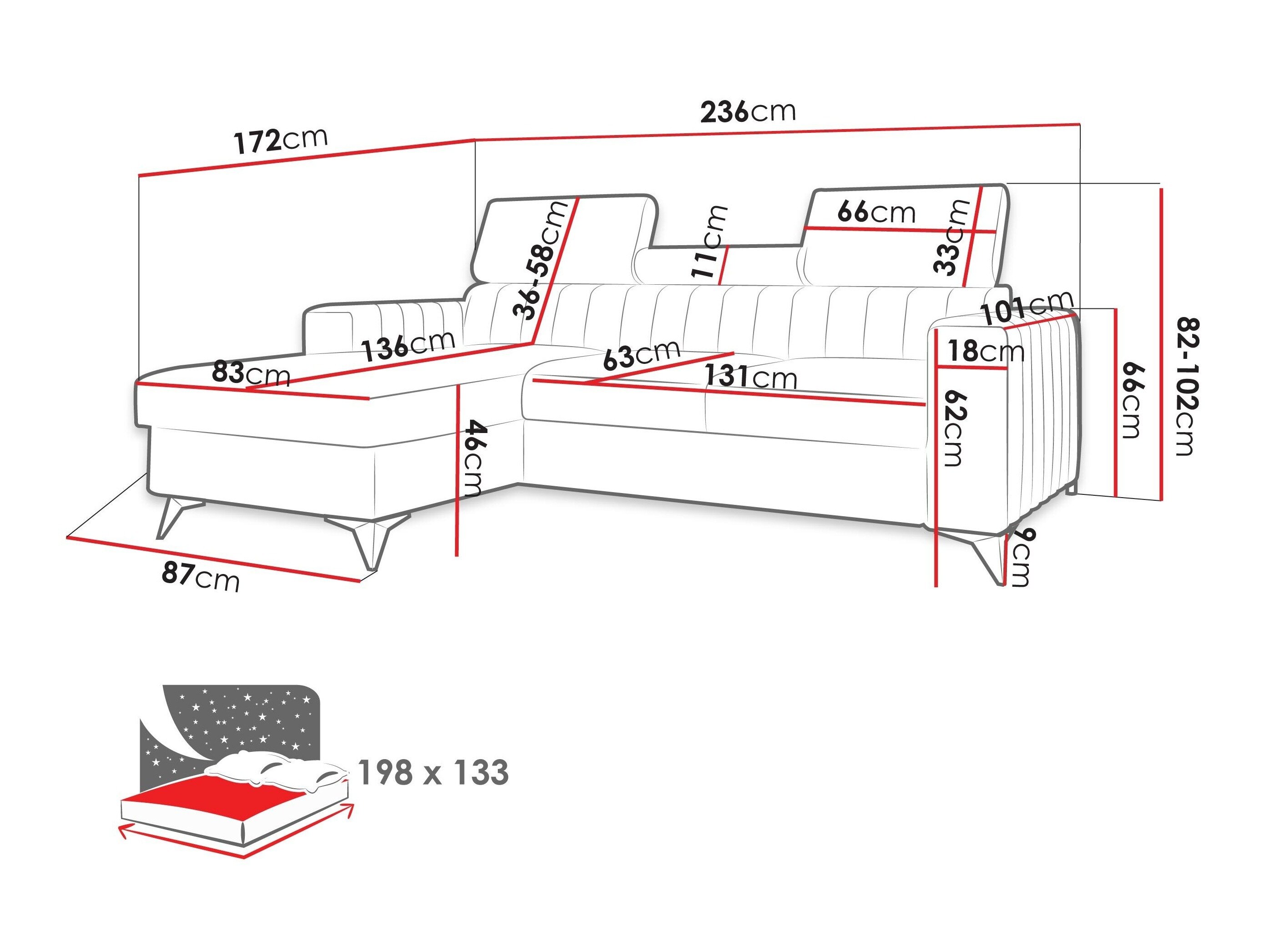 Hjørnesofa Columbus 170 (Flow 06)