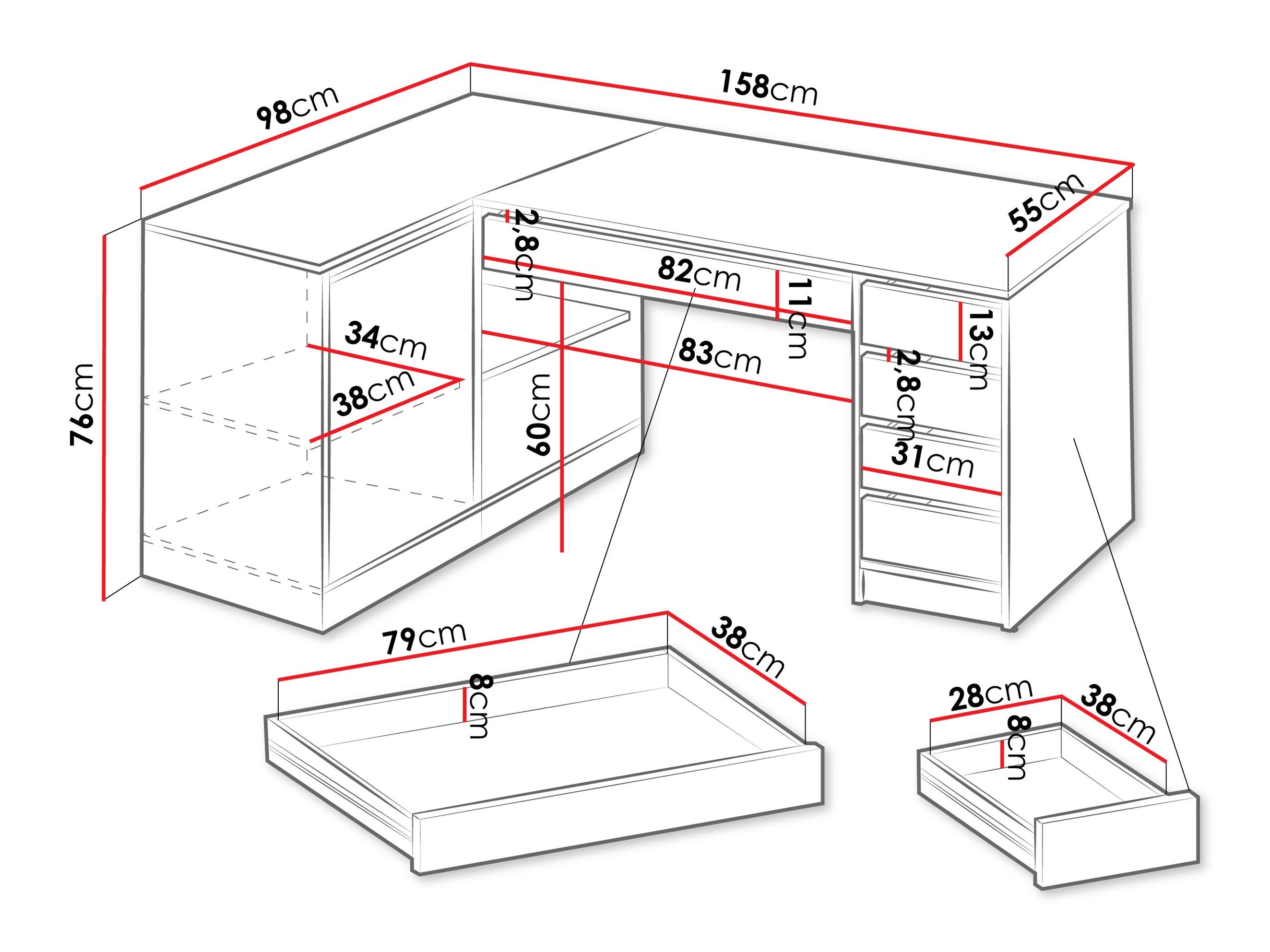 Hjørneskrivebord Comfivo 568 (Antracit)