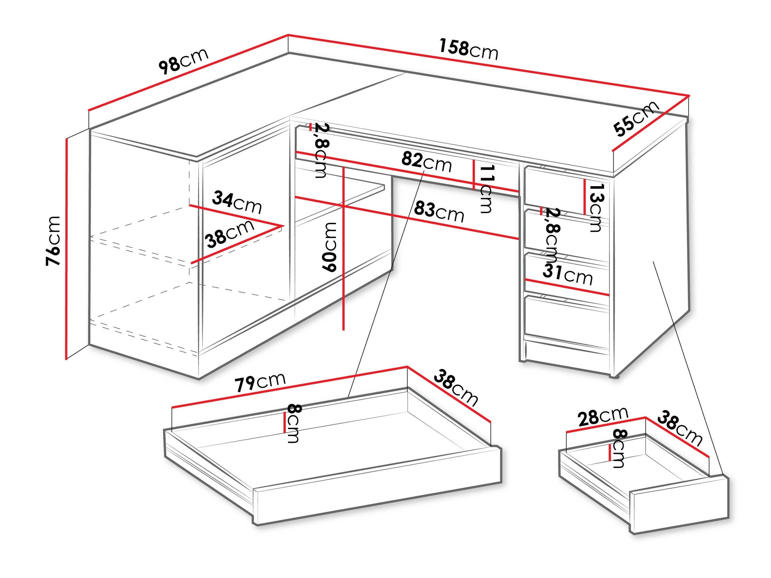 Hjørneskrivebord Comfivo 568 (Beige)
