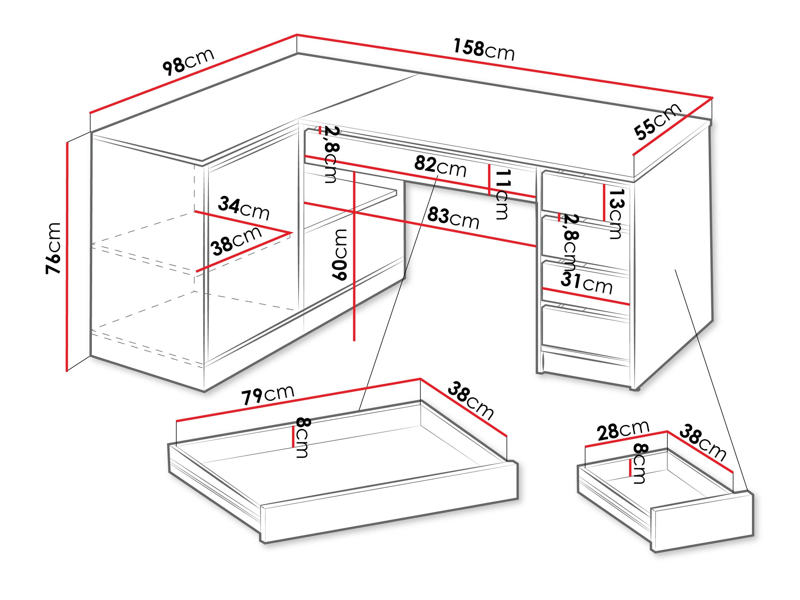 Hjørneskrivebord Comfivo 568 (Egetræ)