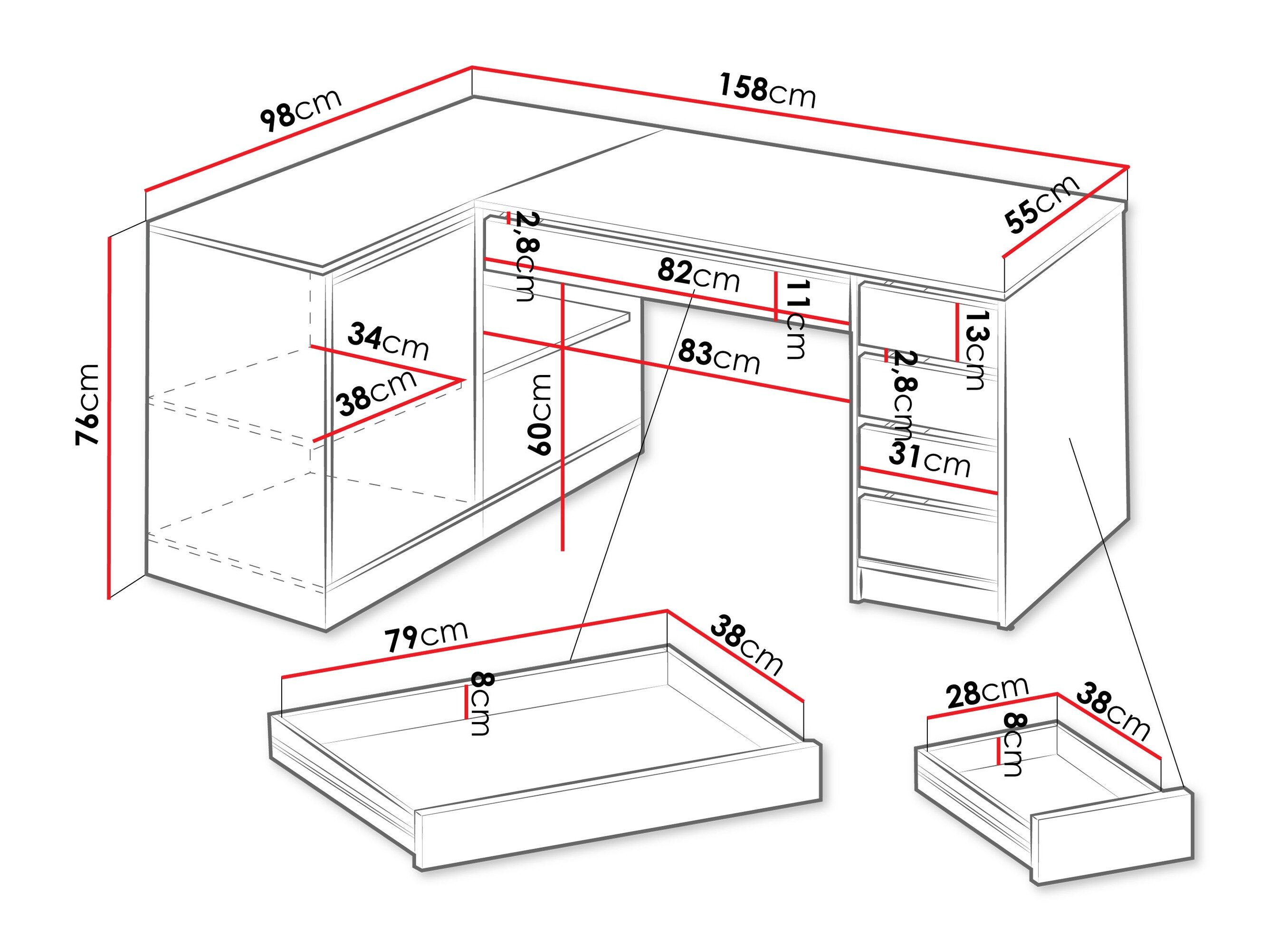 Hjørneskrivebord Comfivo 568 (Valnød)