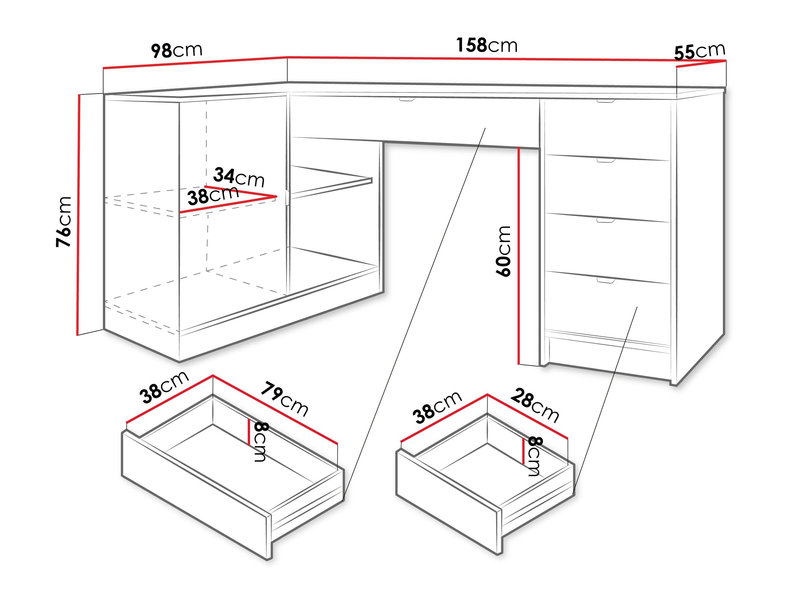 Hjørneskrivebord Comfivo Larmire 127 (Beige)