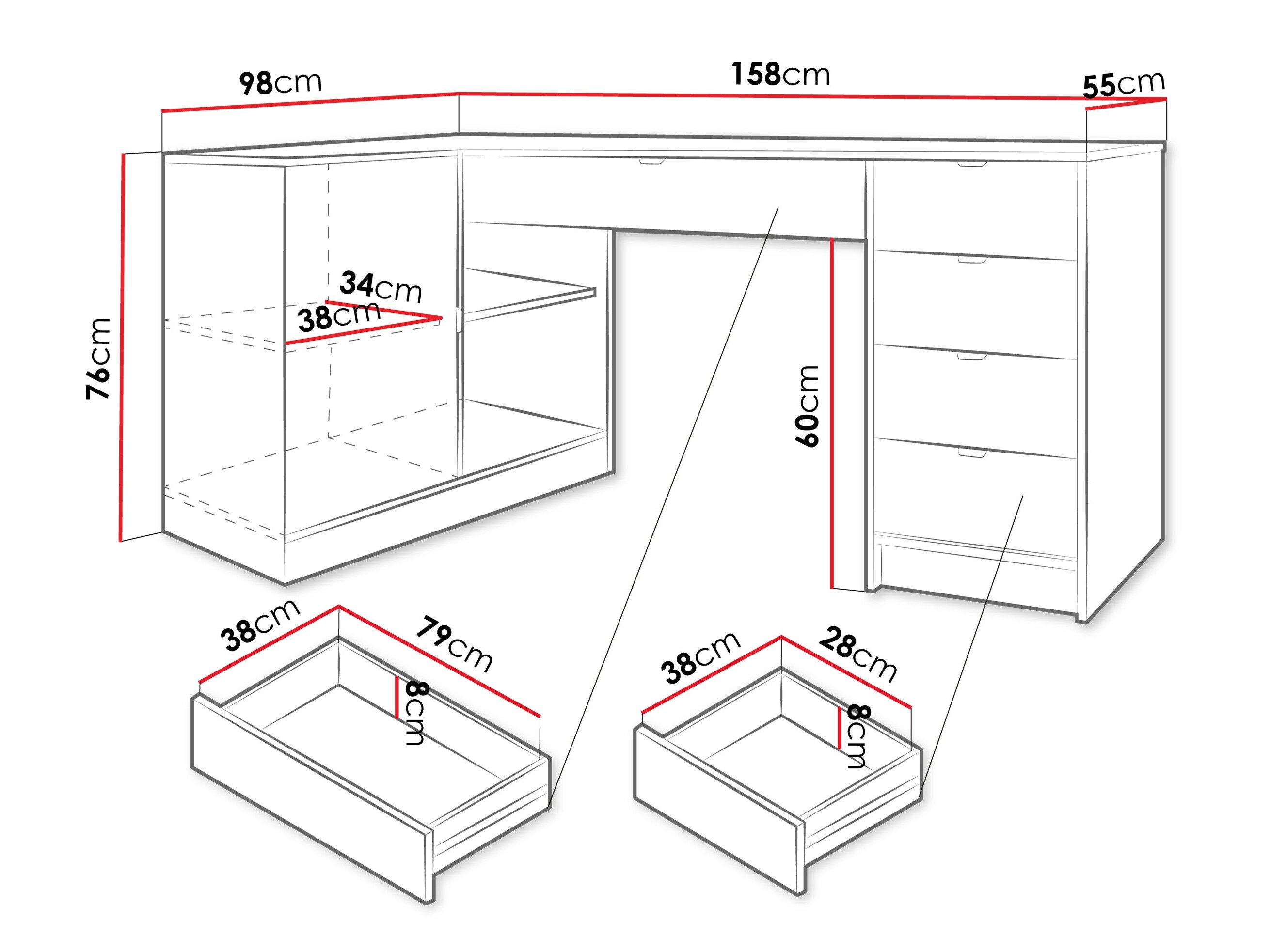 Hjørneskrivebord Comfivo Larmire 127 (Egetræ)