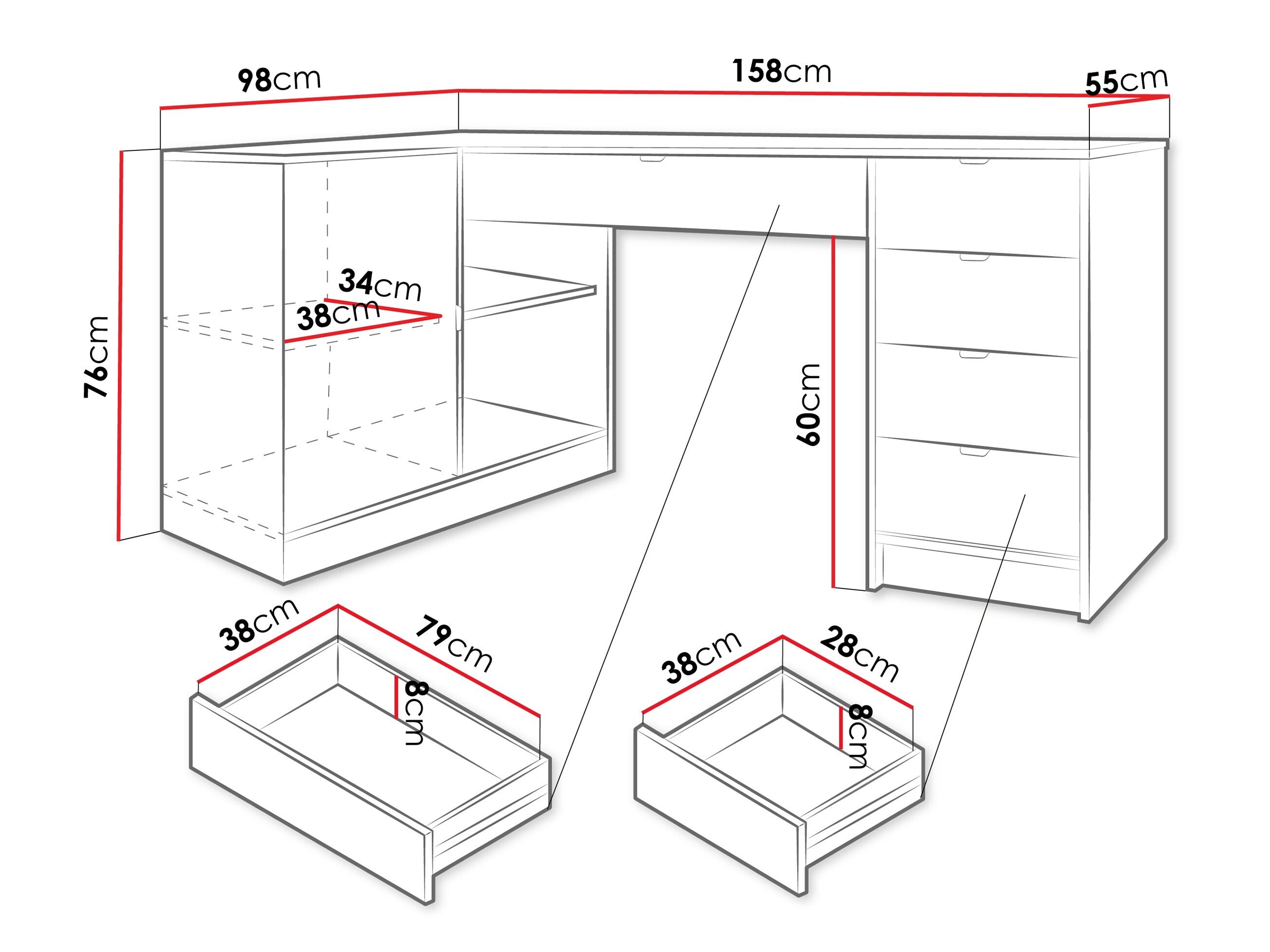 Hjørneskrivebord Comfivo Larmire 127 (Valnød)