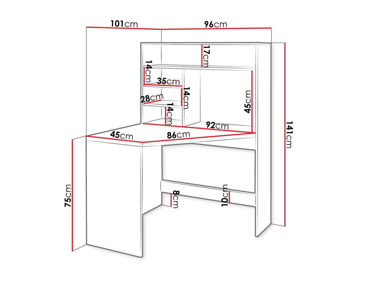 Hjørneskrivebord Claral (Kashmir)
