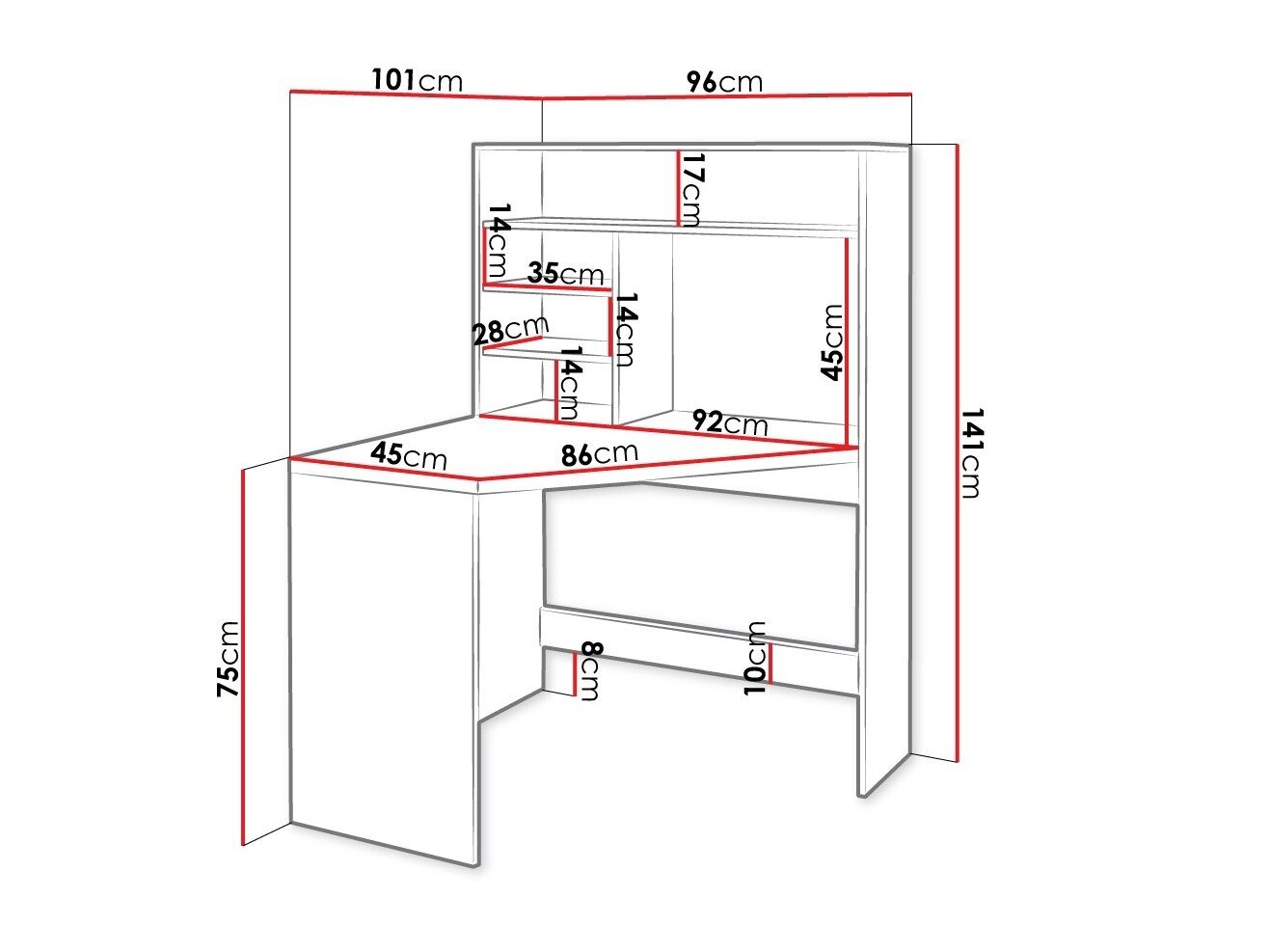 Hjørneskrivebord Claral (Sort)