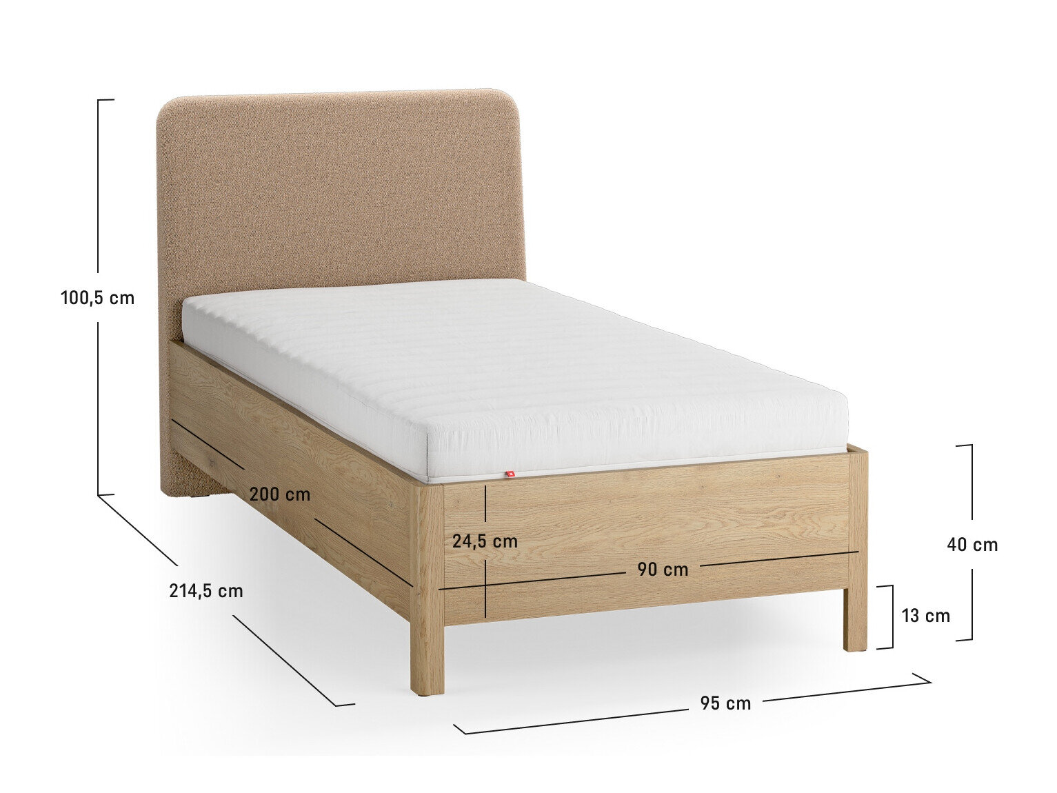 Krevet Ruvcamu 118 (Hrast + Taupe)