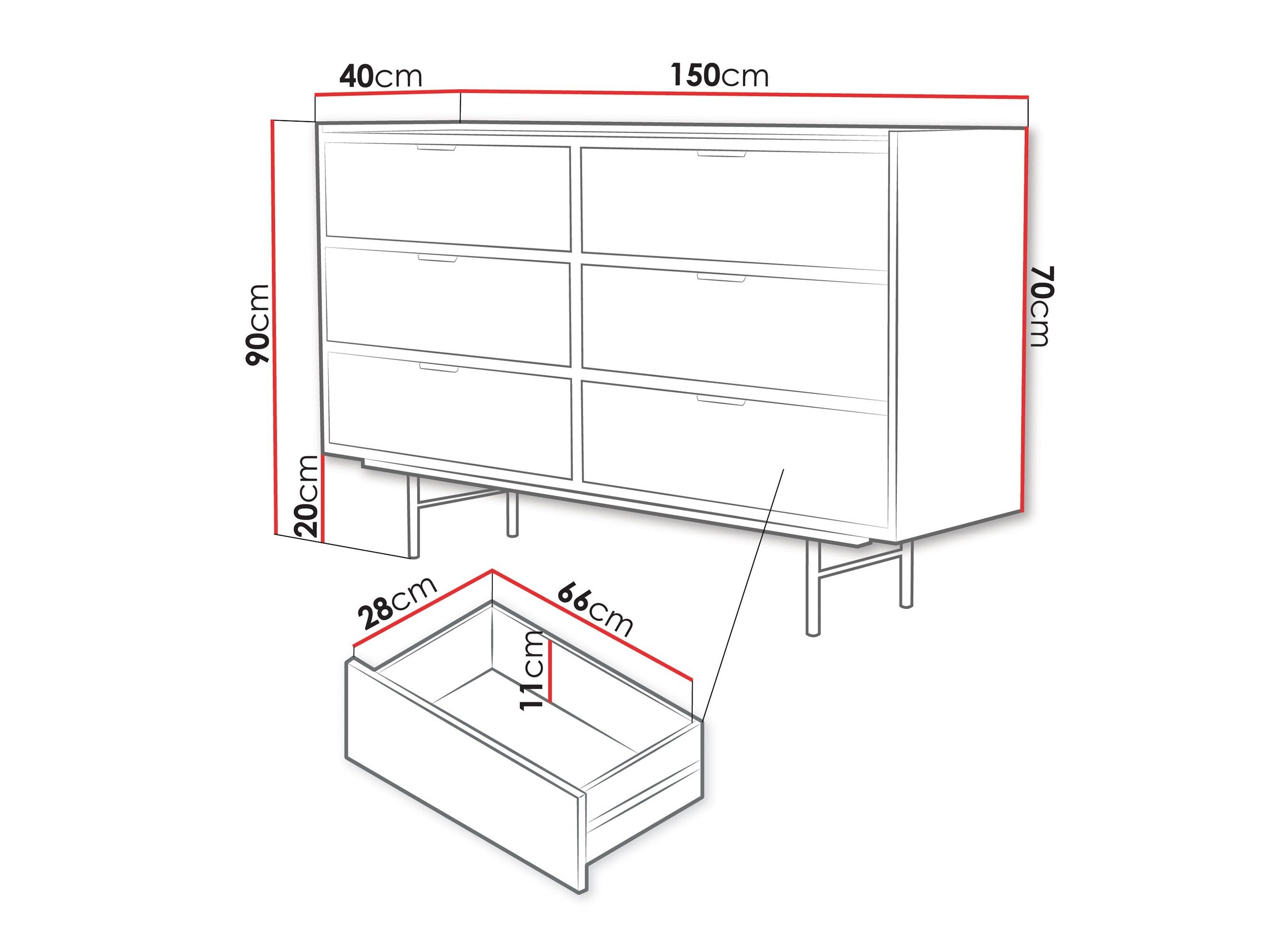 Ladekast Studos II (Eiken)
