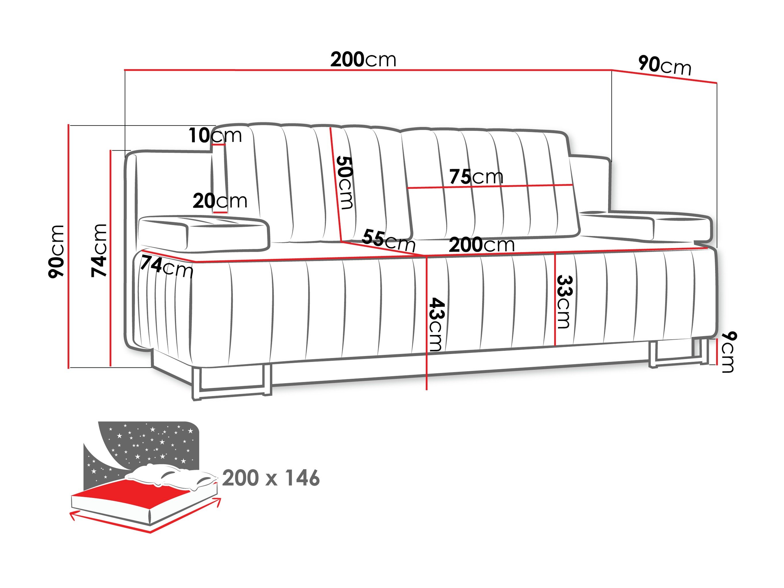 Slaapbank Columbus 152 (Lux 11)