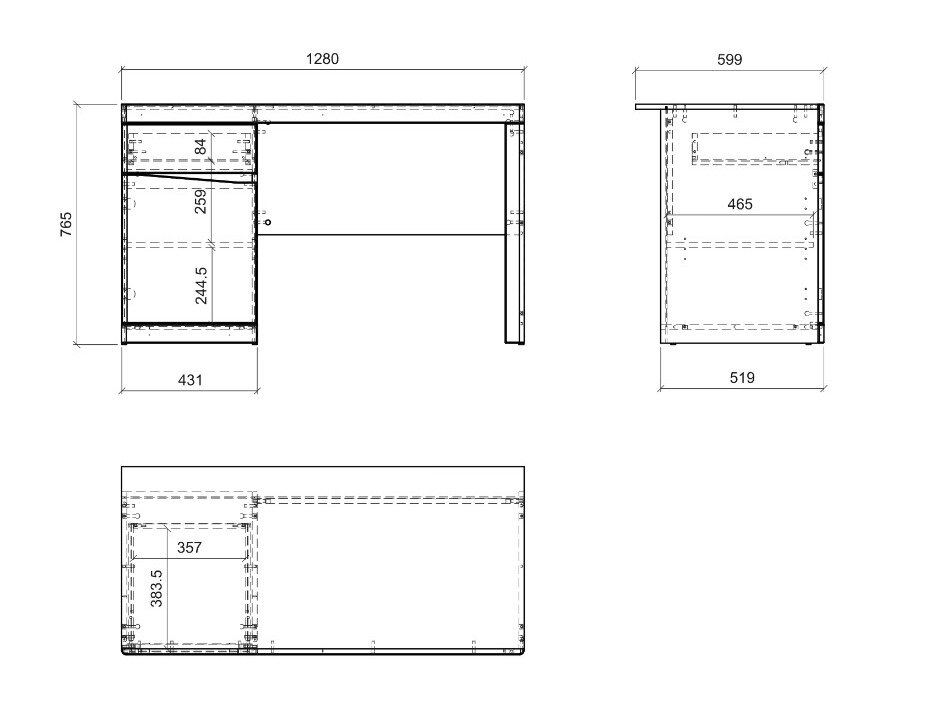 Bureau Venlori 120 (Antraciet + Artisan eiken)