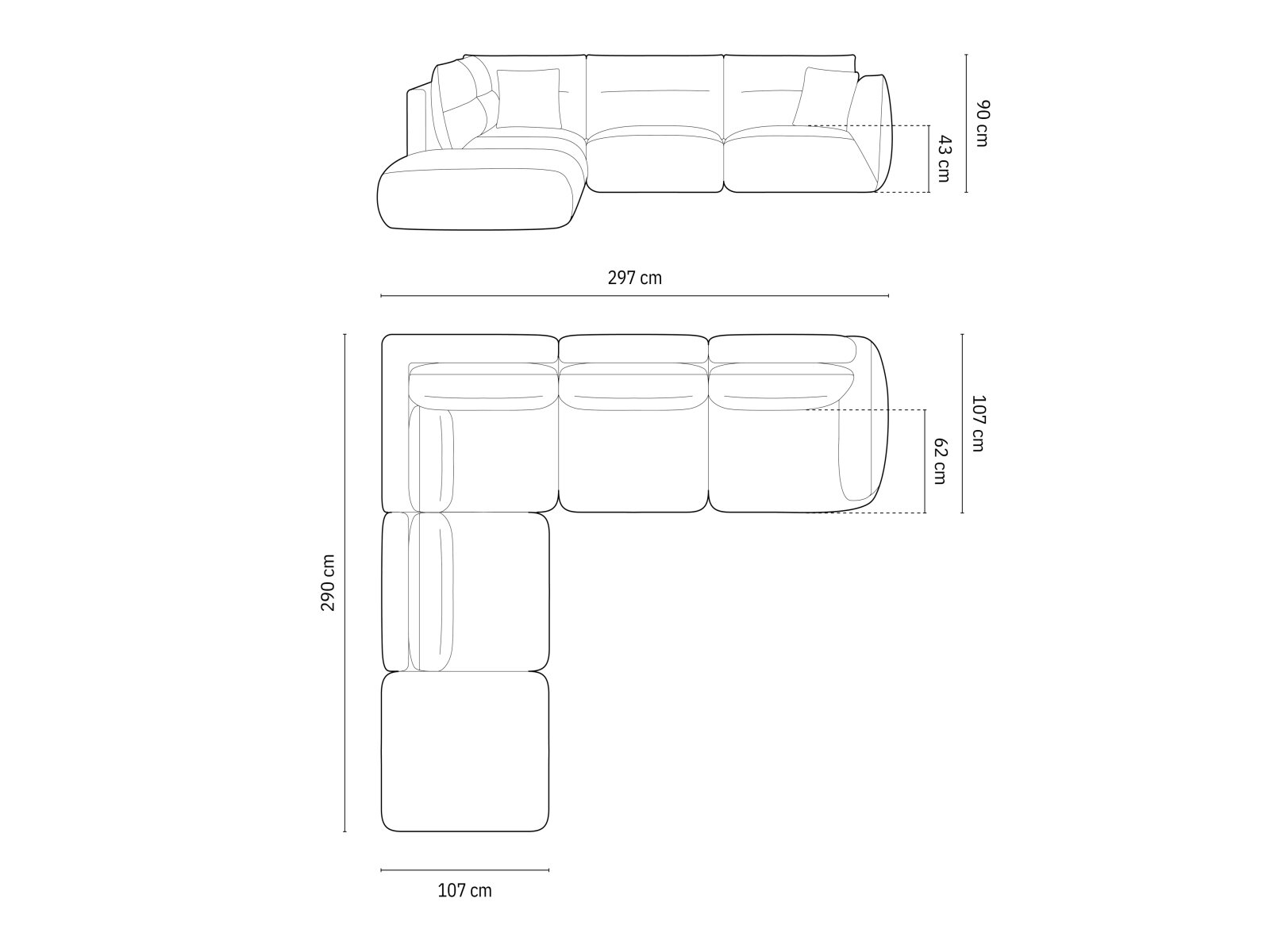 Ecksofa Felmeli 102 (Magic Velvet 2295)