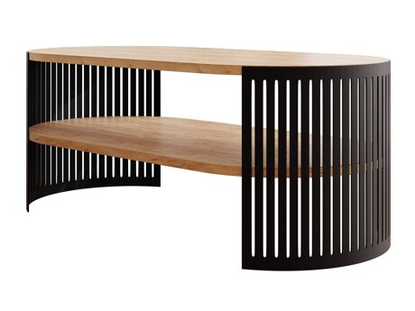 Salontafel Civer III (Zwart + Ambachtelijke gouden eik)