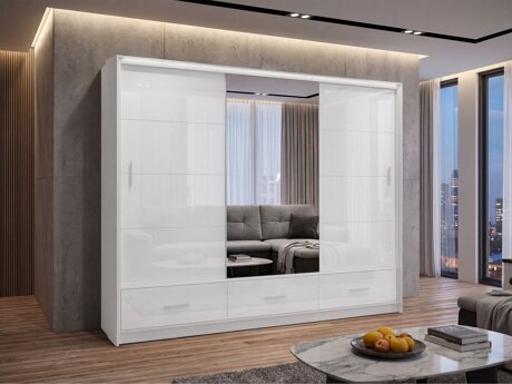 Kledingkast Honolulu 203 (Wit + Glanzend wit)