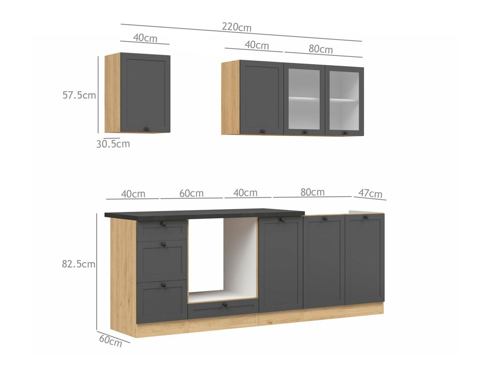 Modulaire keukenset Classic Grey Oak 117