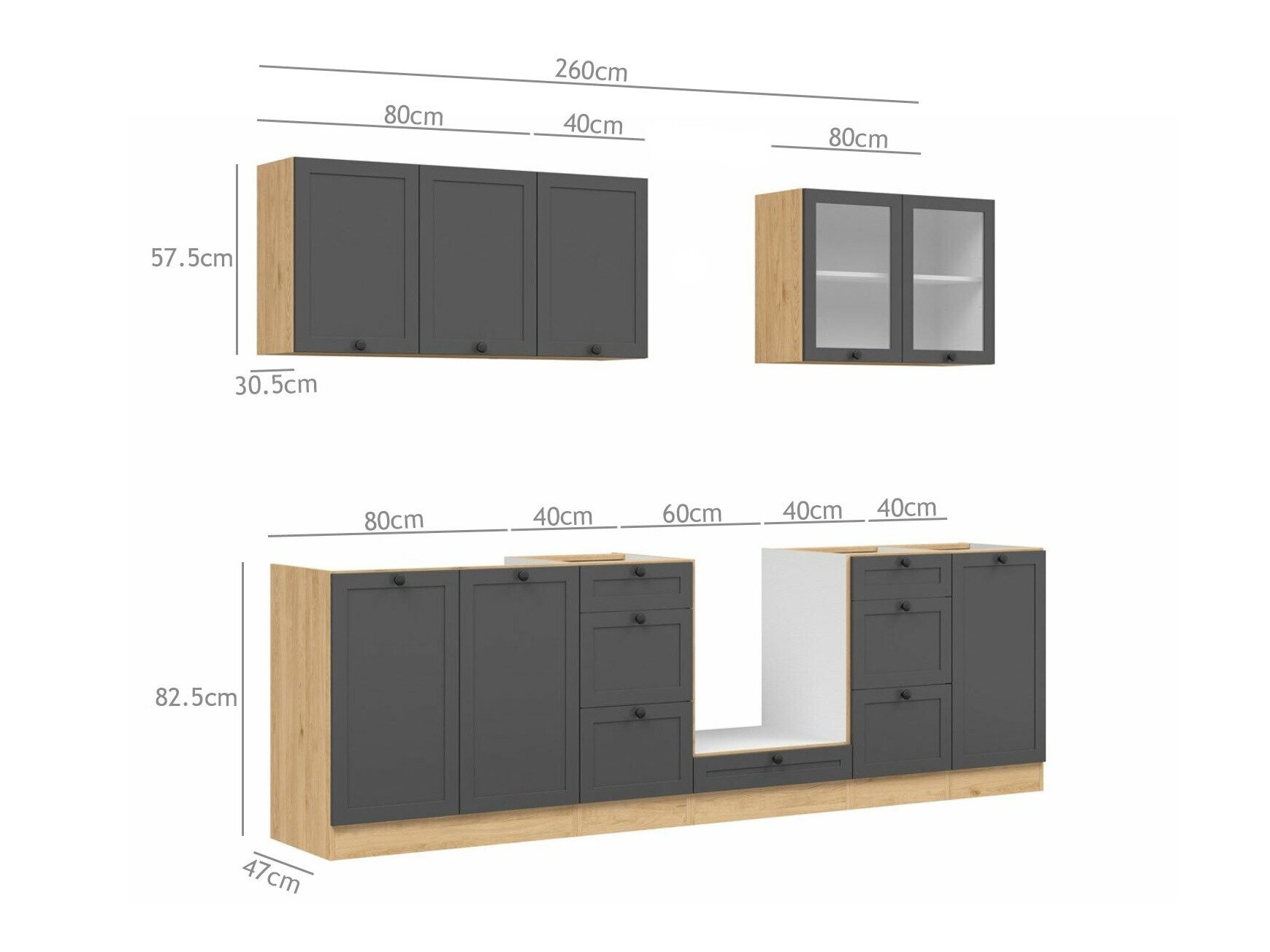 Modulaire keukenset Classic Grey Oak 118