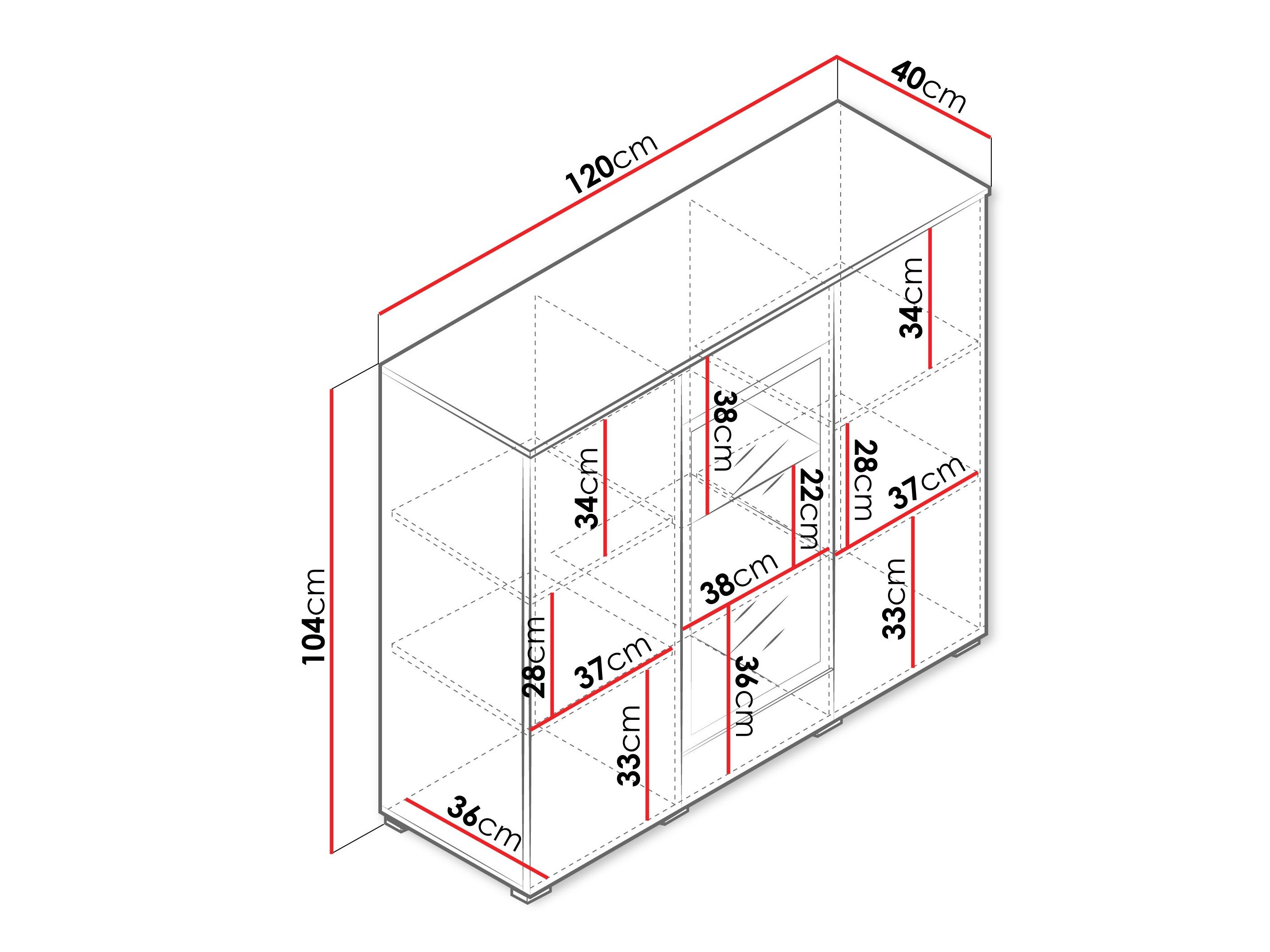Dressoir Mirfivo 103 (Matera grijs + Kastanje)