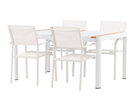 Tafel en stoelen set Dallas 5318 (Wit + Teak)