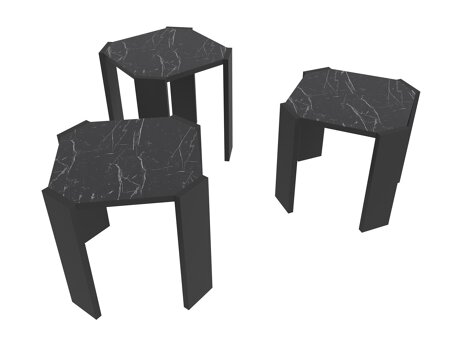 Conjunto mesa de centro Kailua 2770 (Negro + Mármol negro)