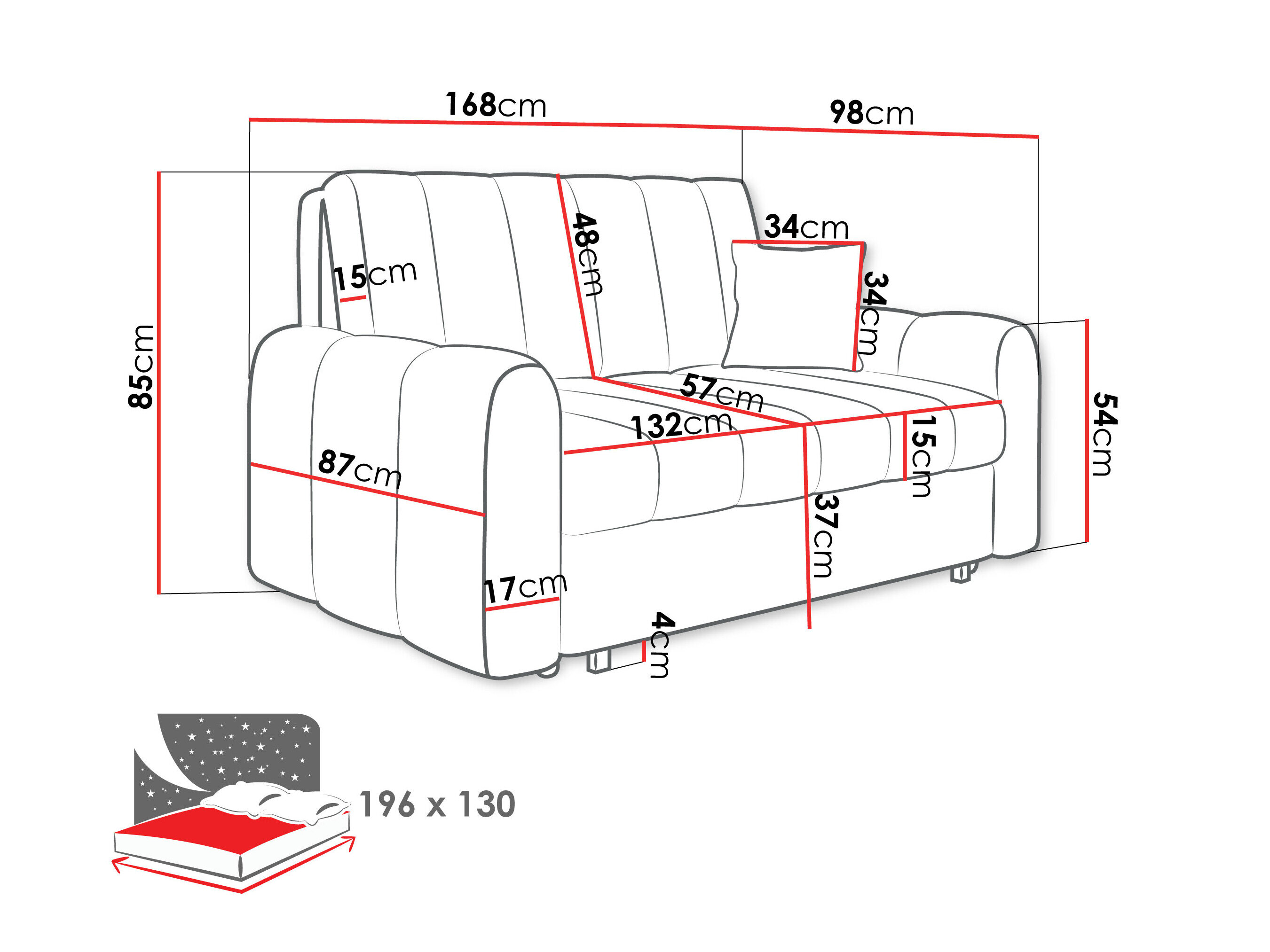 Sovesofa Columbus 264 (Lumo 40)