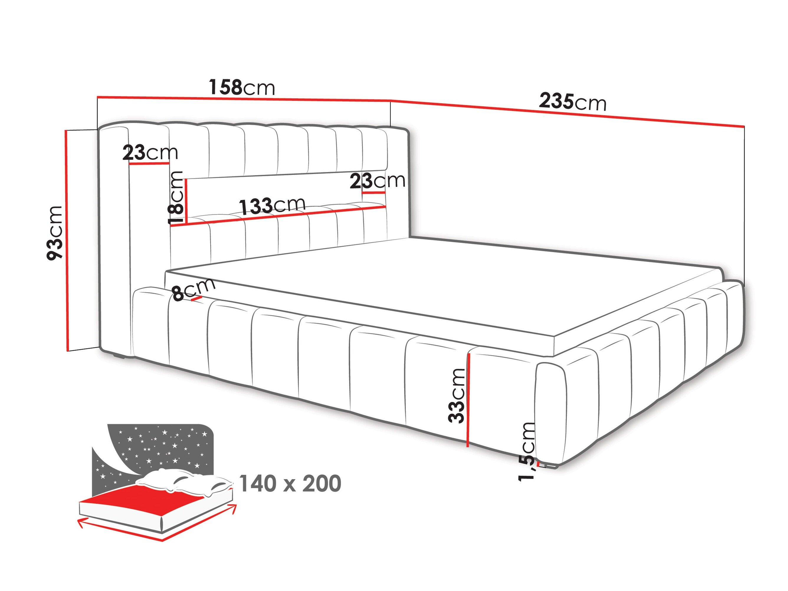 Bed Skokie 100 (Velluto 30)