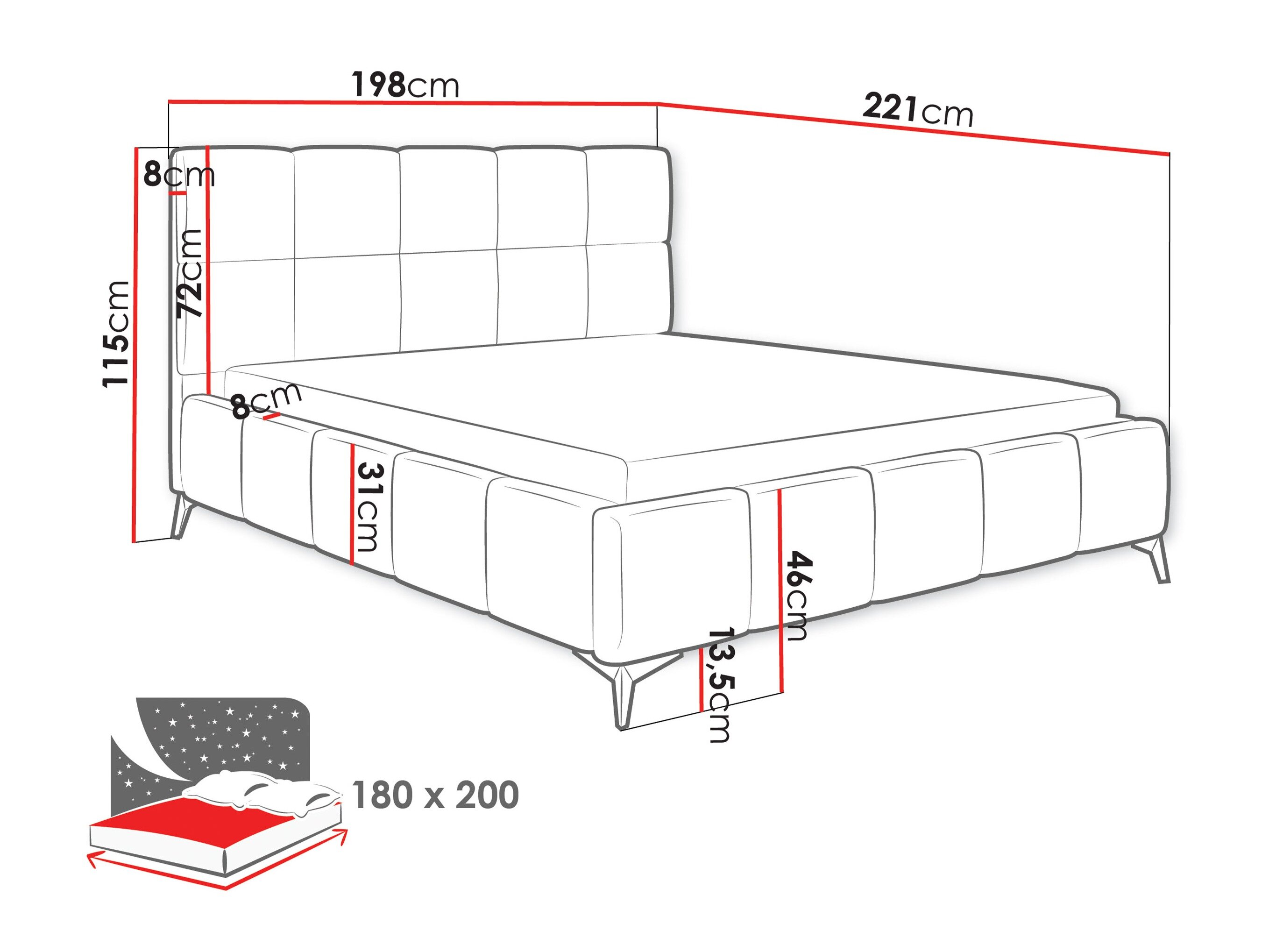 Bed Skokie 101 (Velluto 08)