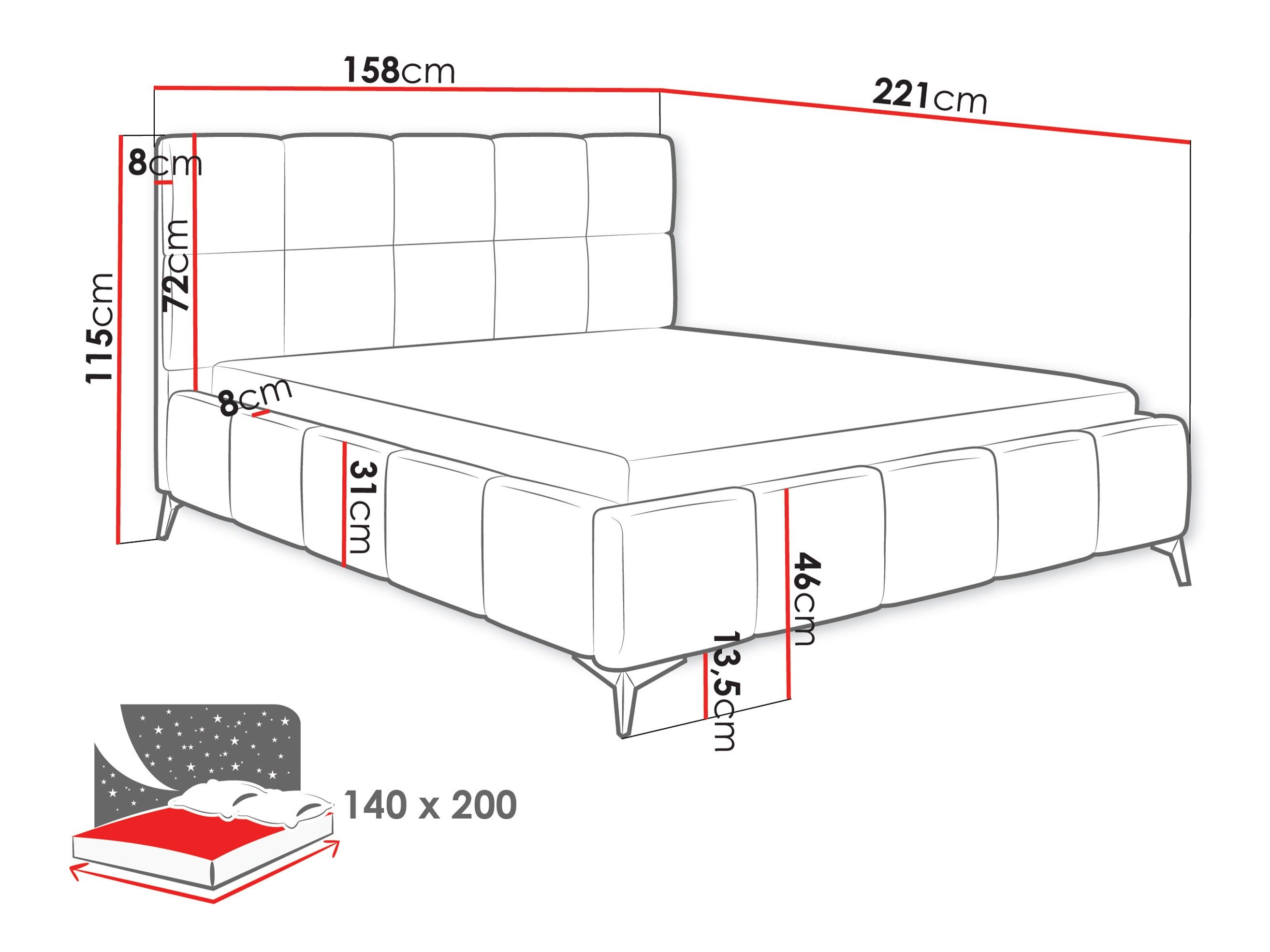 Bed Skokie 101 (Velluto 18)