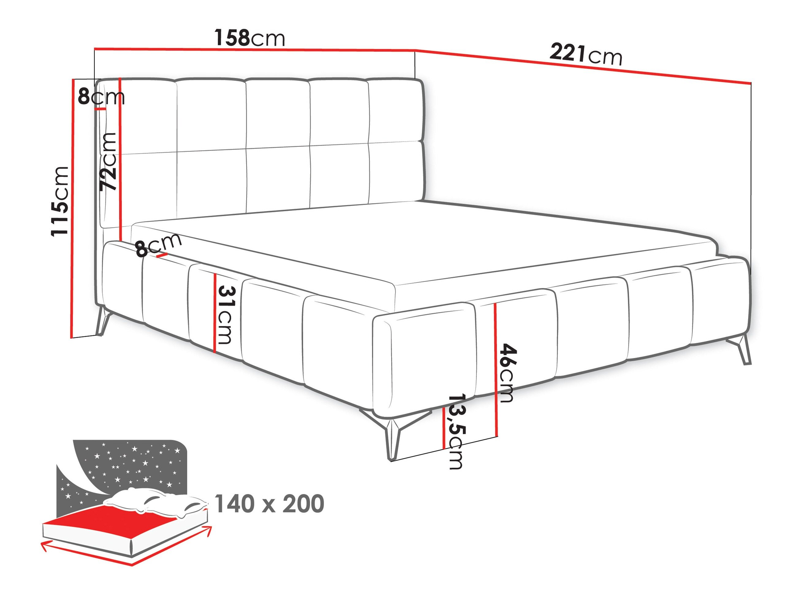 Bed Skokie 101 (Velluto 35)