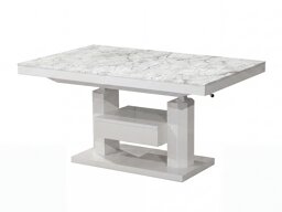 Transformeerbare salontafel Hoboken 100 (Wit marmer + Glanzend wit)