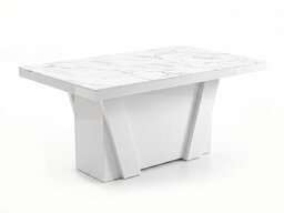 Tafel Hoboken 101 (Wit marmer + Glanzend wit)