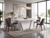 Tafel Hoboken 101 (Wit marmer + Glanzend wit)